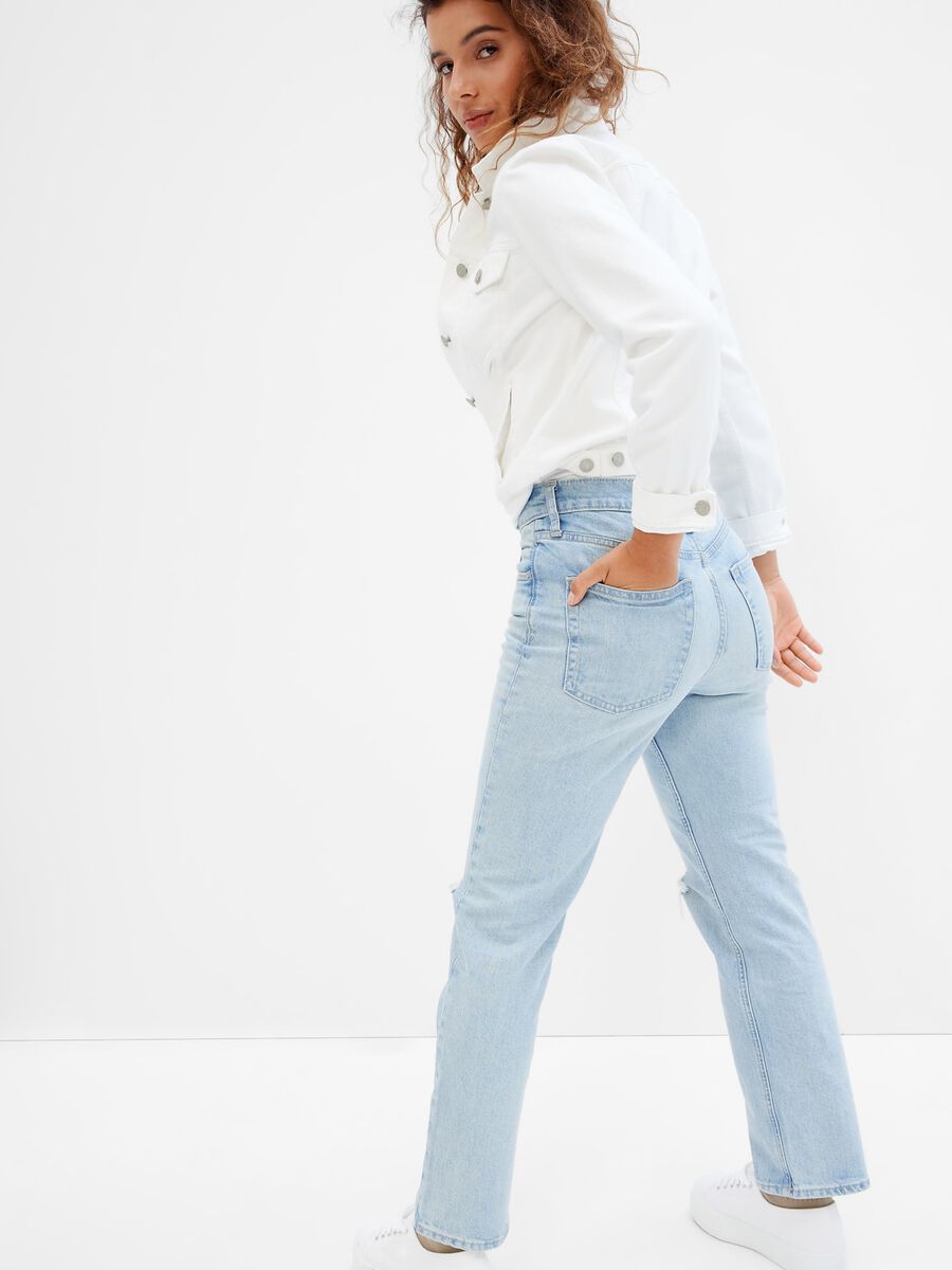 Jeans straight fit con abrasioni Donna_1