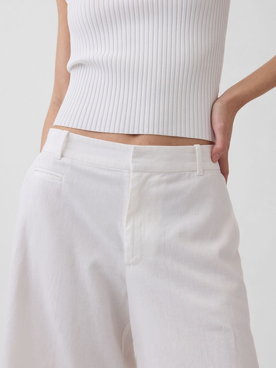 Shorts in misto lino e viscosa Donna_4