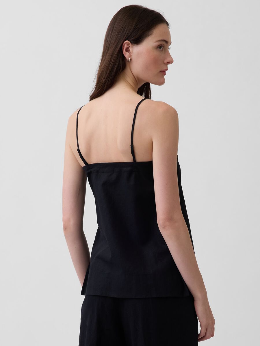 Top in misto lino con spalline sottili Donna_1