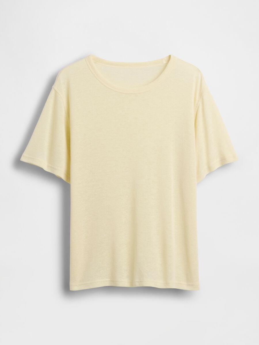 T-shirt a maniche corte in misto lino Donna_2