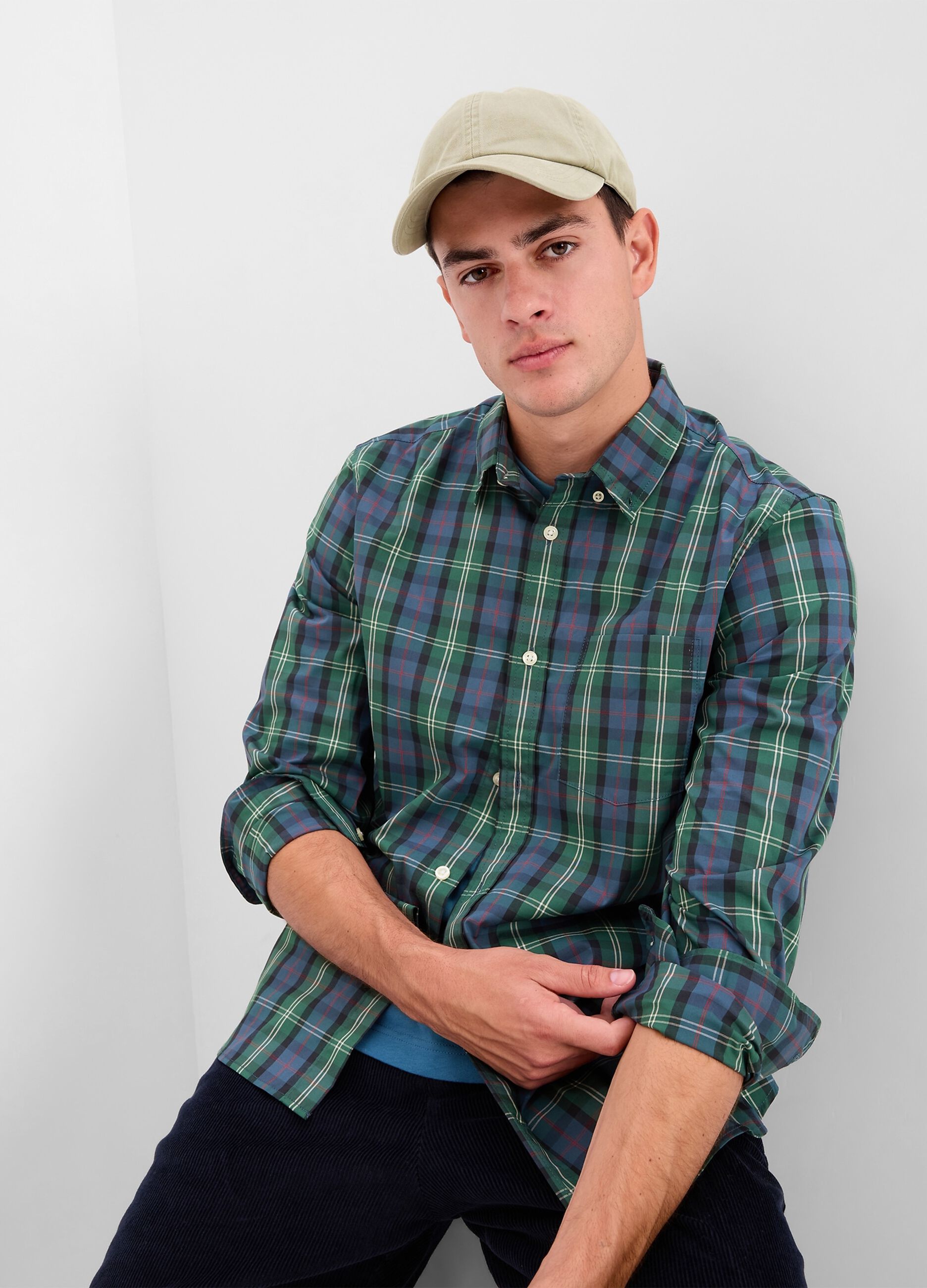 Regular-fit shirt in check poplin