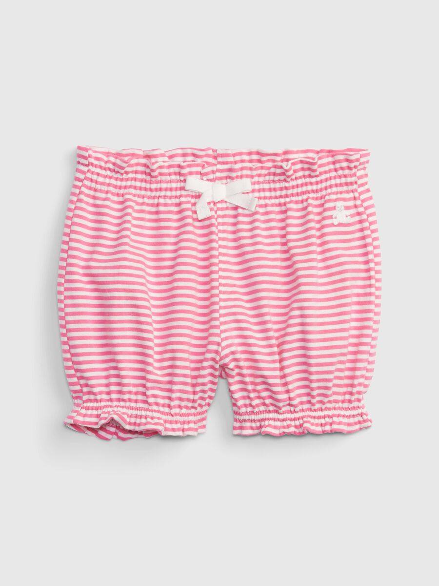 Striped cotton shorts with gathered trims Newborn Boy_0