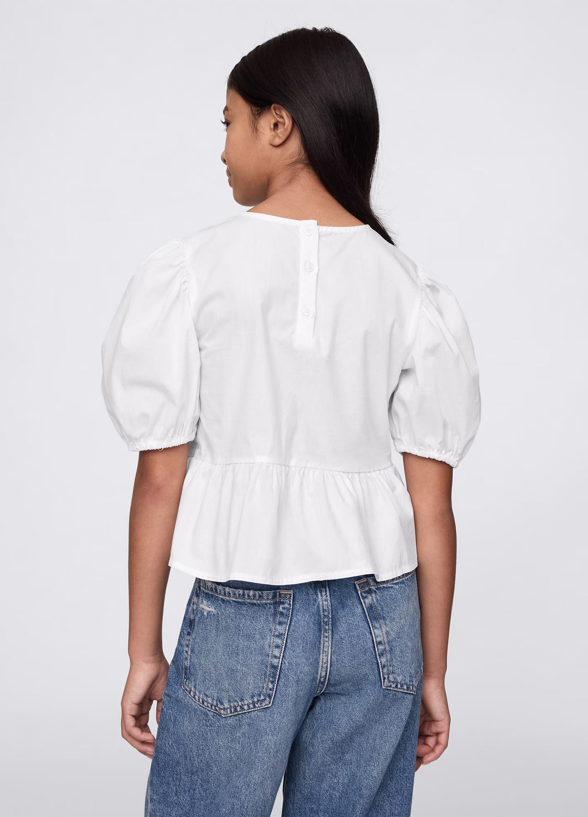 Camicia bianca in cotone con fiocchetti_2