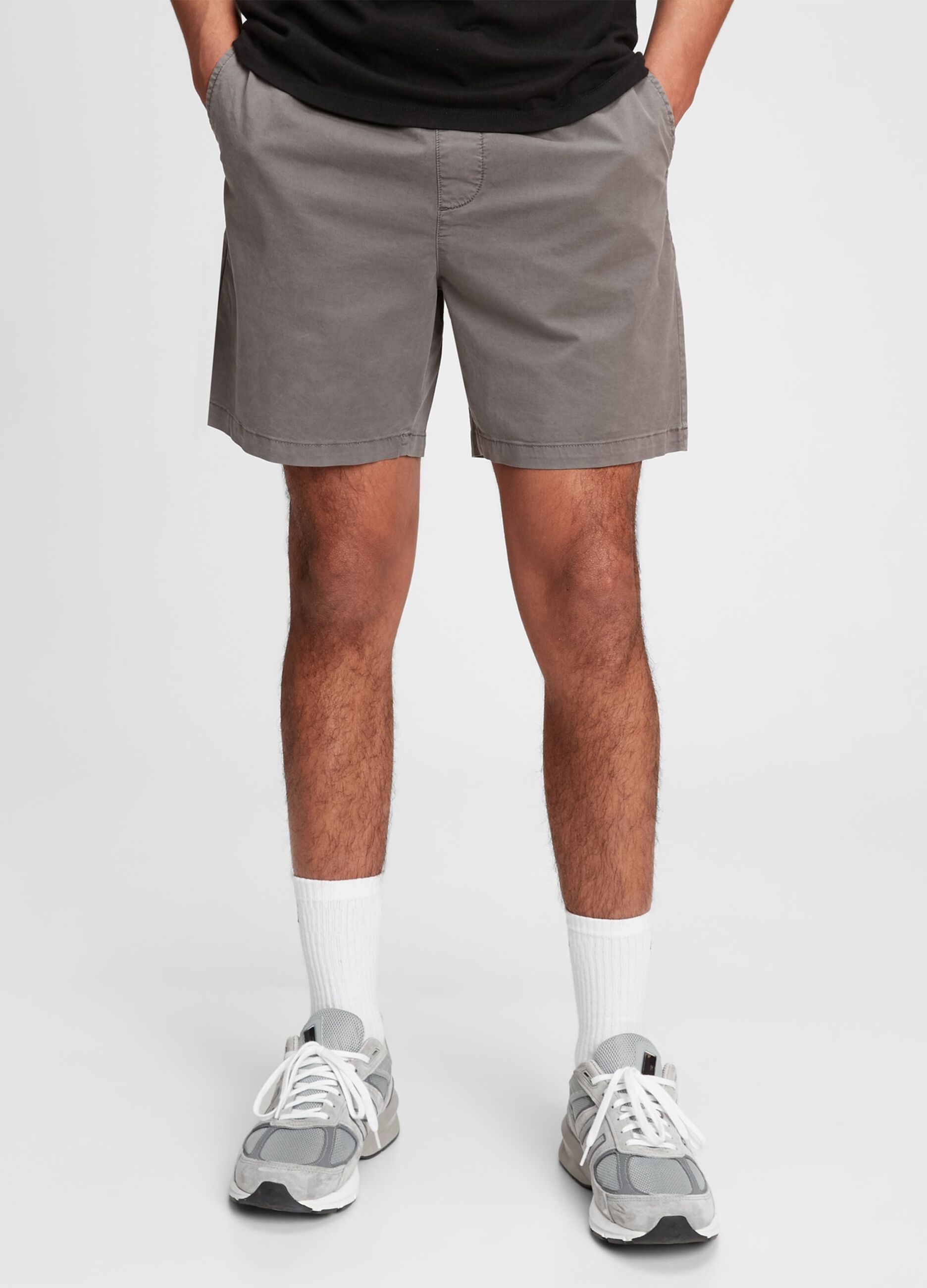 Stretch cotton shorts with drawstring