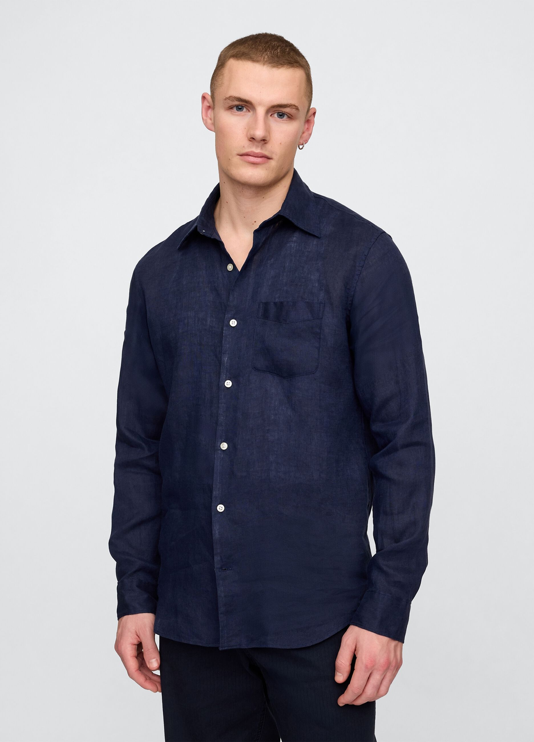 Camicia in lino blu scuro Gap