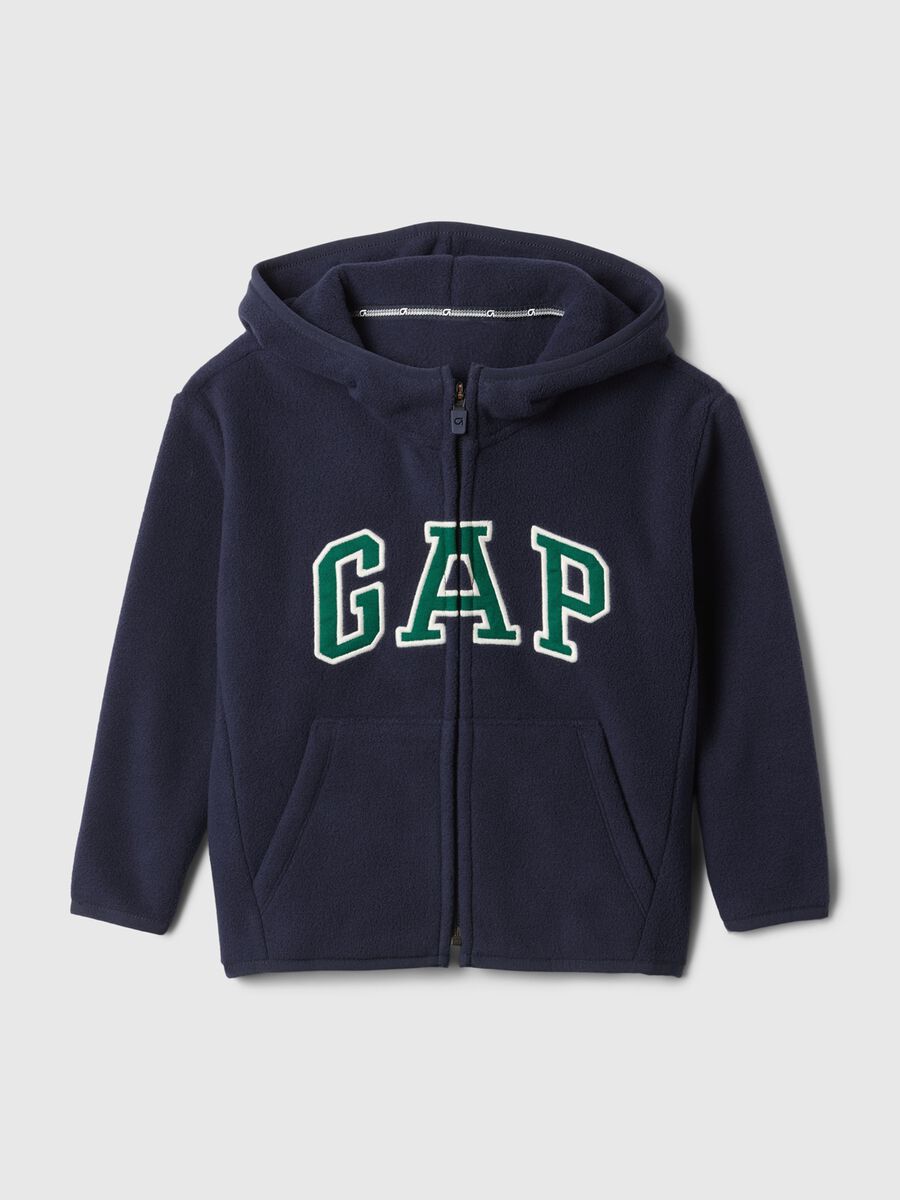 Full-zip in pile con cappuccio e ricamo logo Bimbo_0