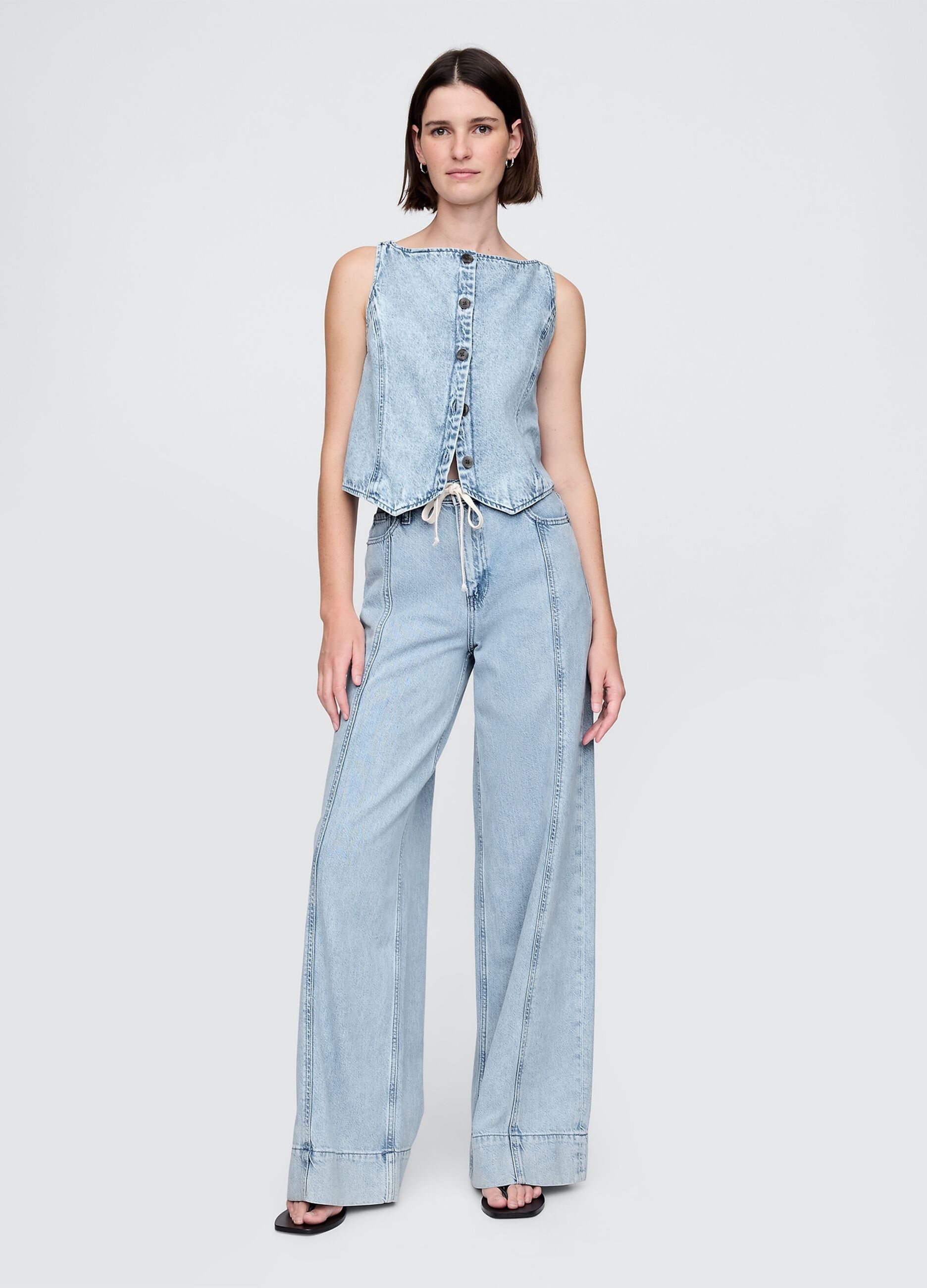 Pantaloni ampi in denim chiaro Gap