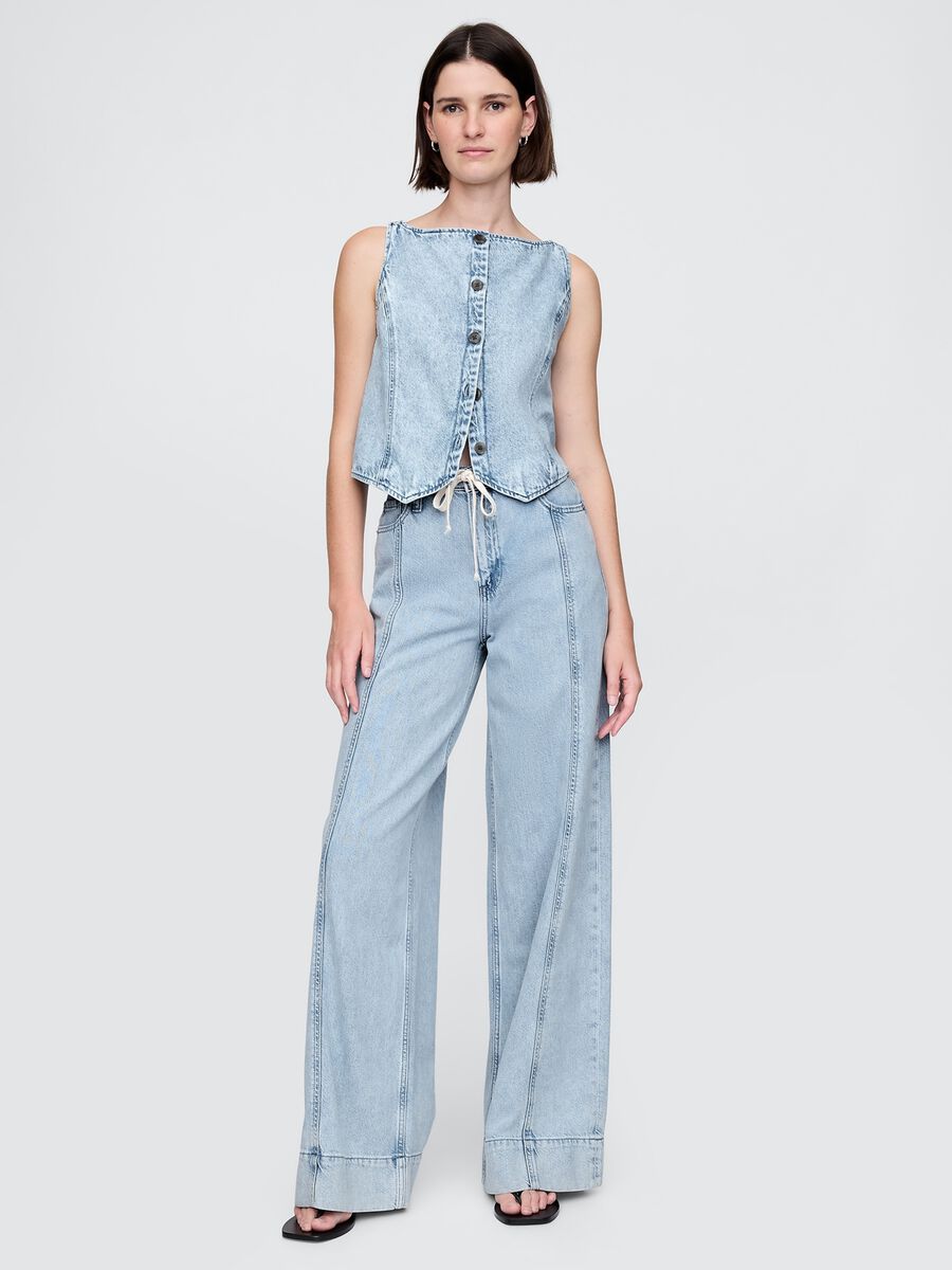 Pantaloni ampi in denim chiaro Gap Donna_0