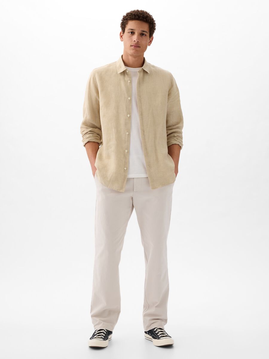 Camicia regular fit in lino Uomo_1