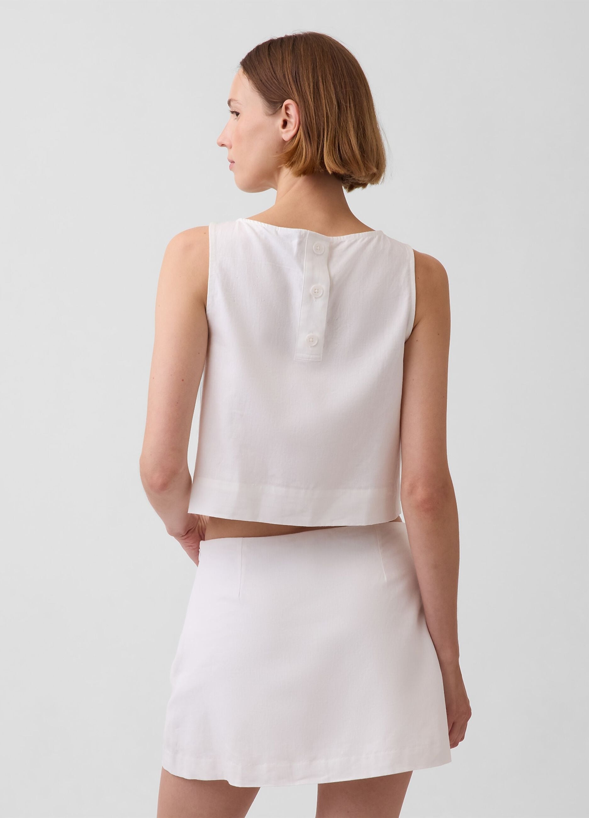 Tank top in misto lino