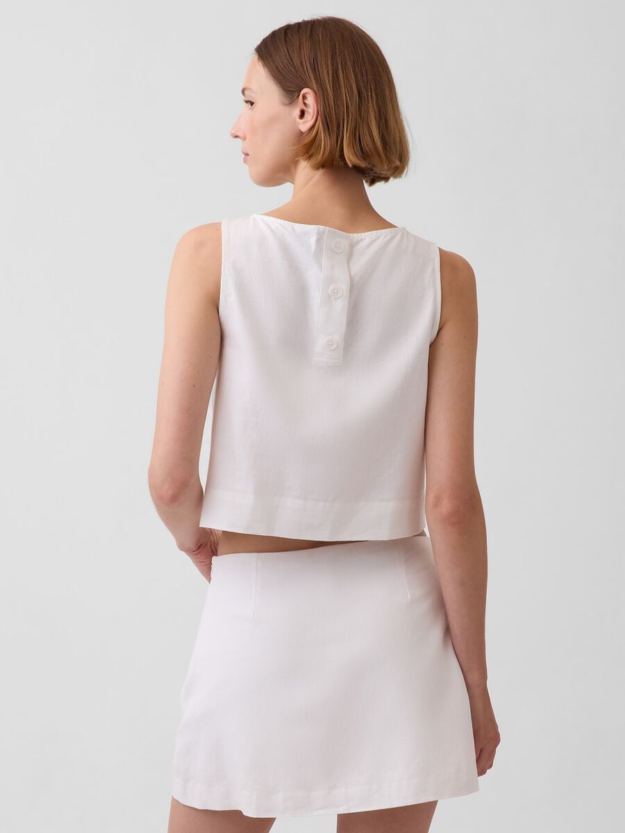 Tank top in misto lino Donna_1