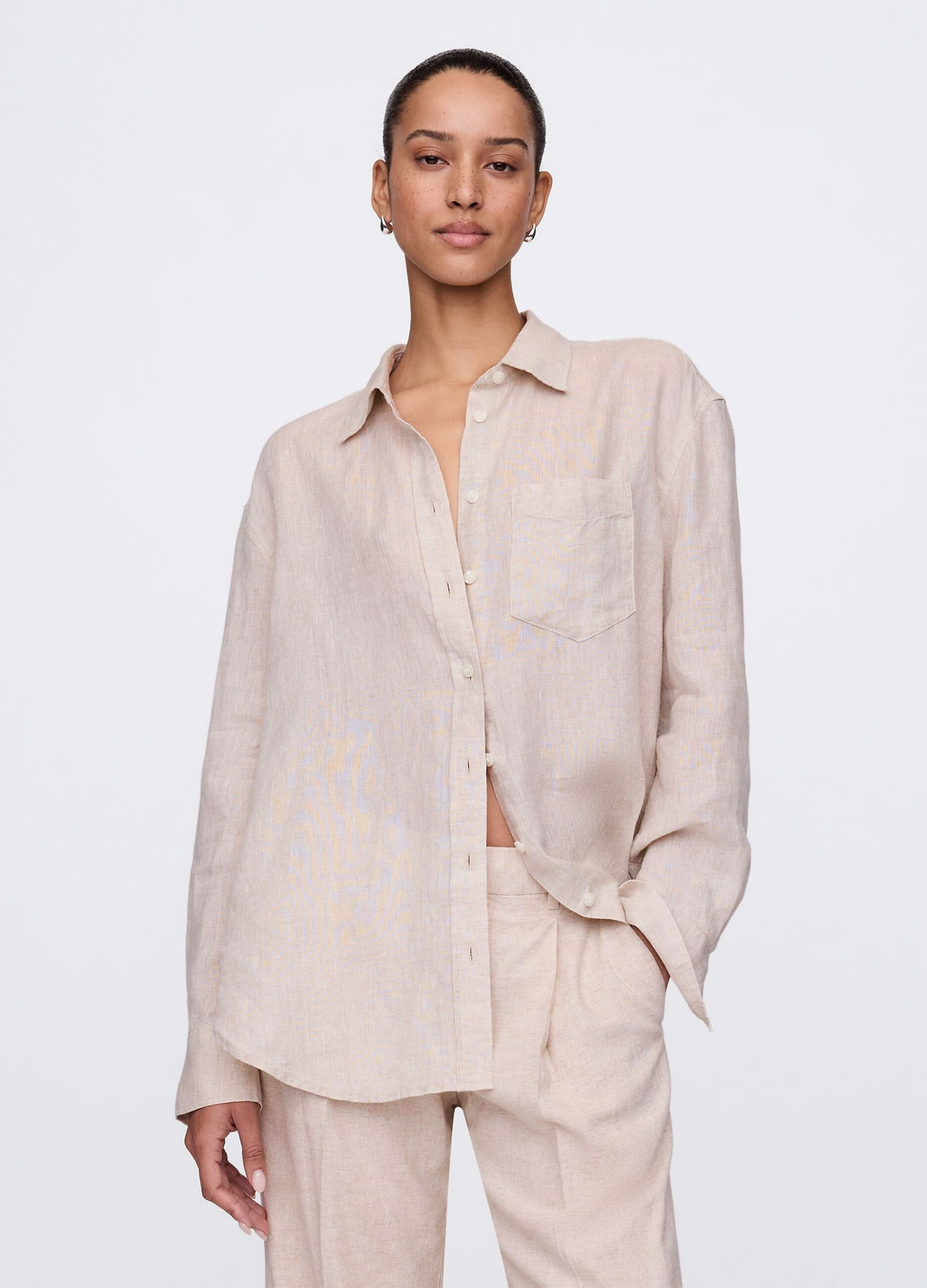 Camicia in lino beige Gap