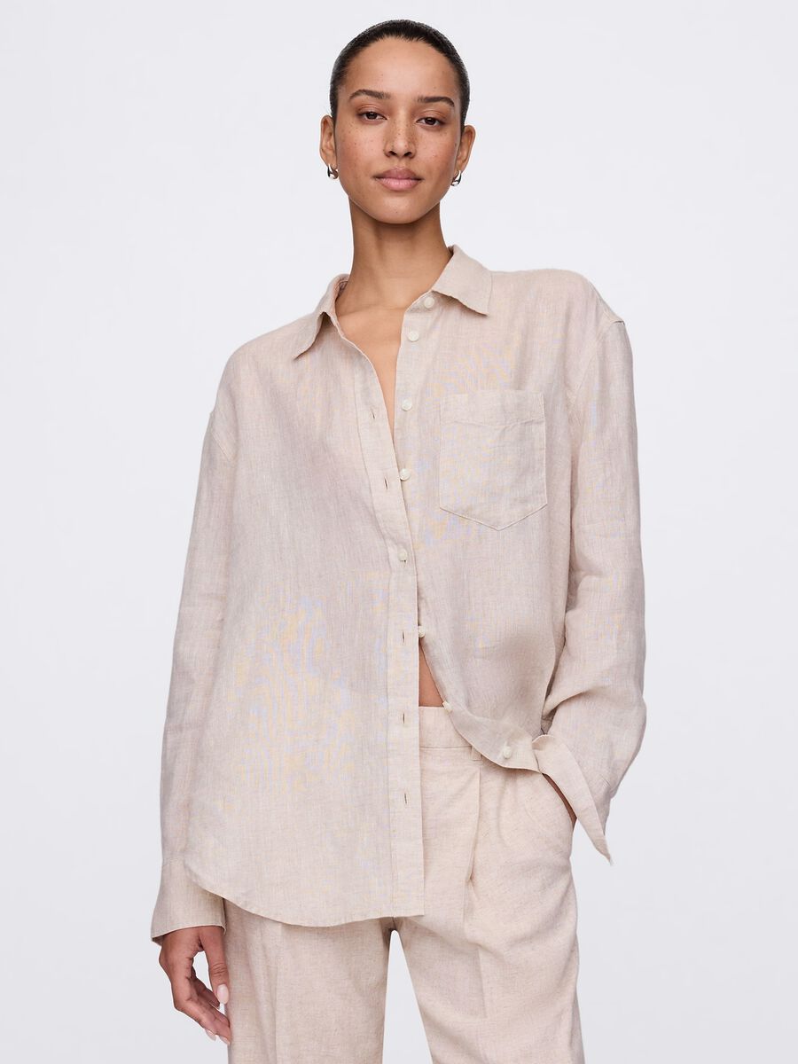 Camicia in lino beige Gap Donna_0