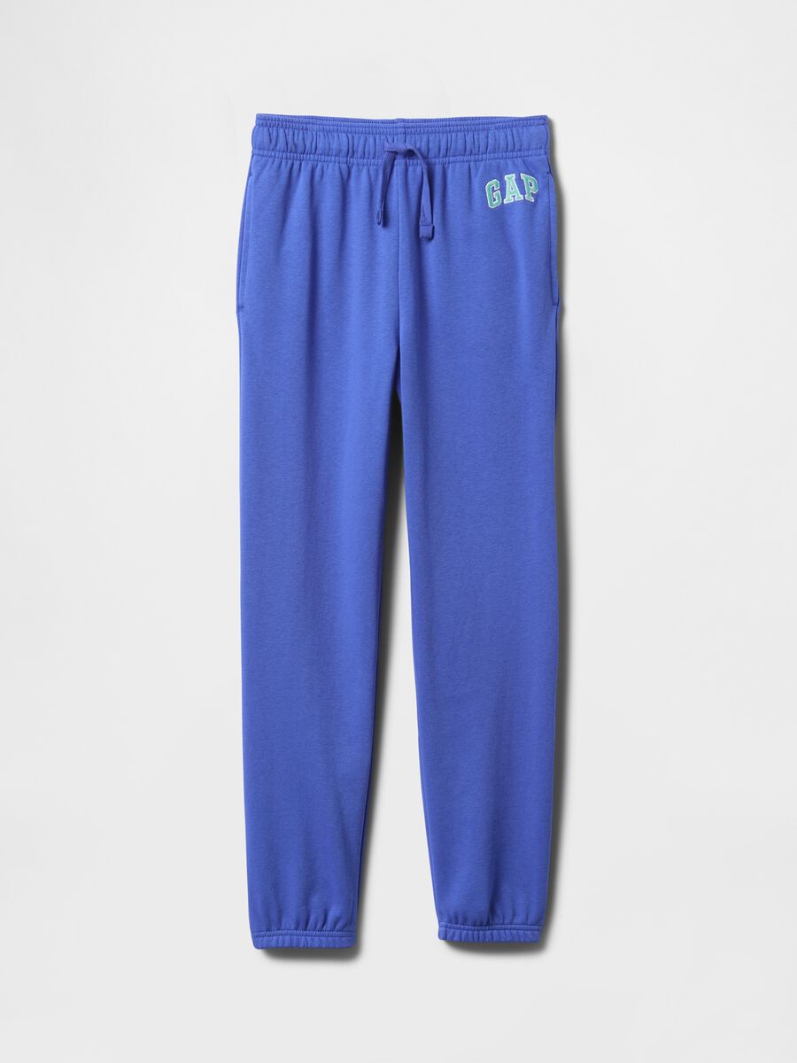 Blue Cotton Blend Jogger Trousers Boy_4