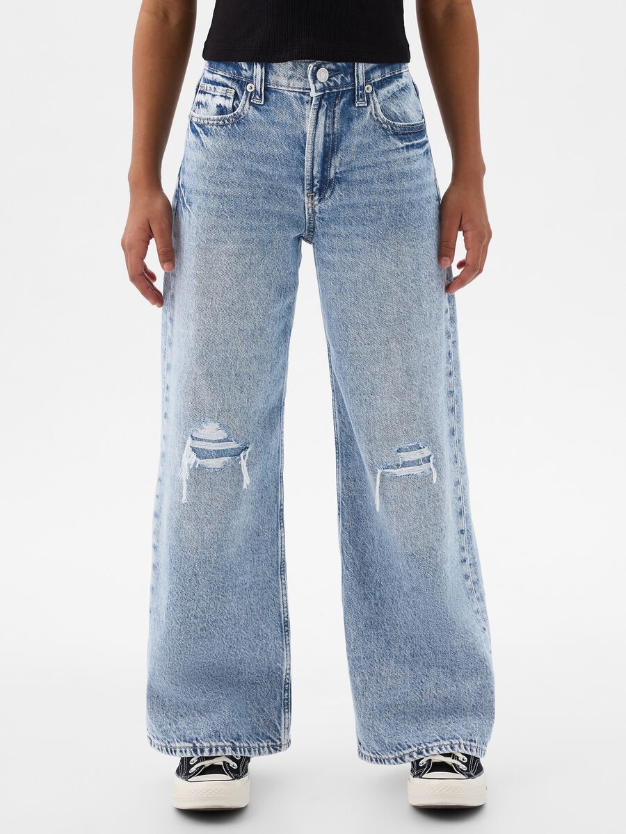 Jeans larghi in denim Bambina_1