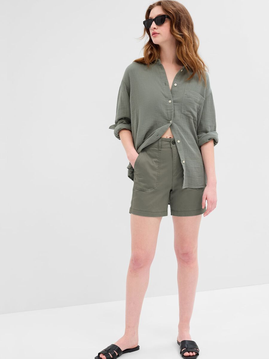 Utility shorts in stretch cotton Woman_0
