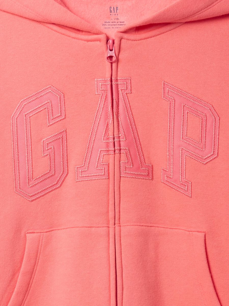 Felpa full zip rosa con logo Bambina_4