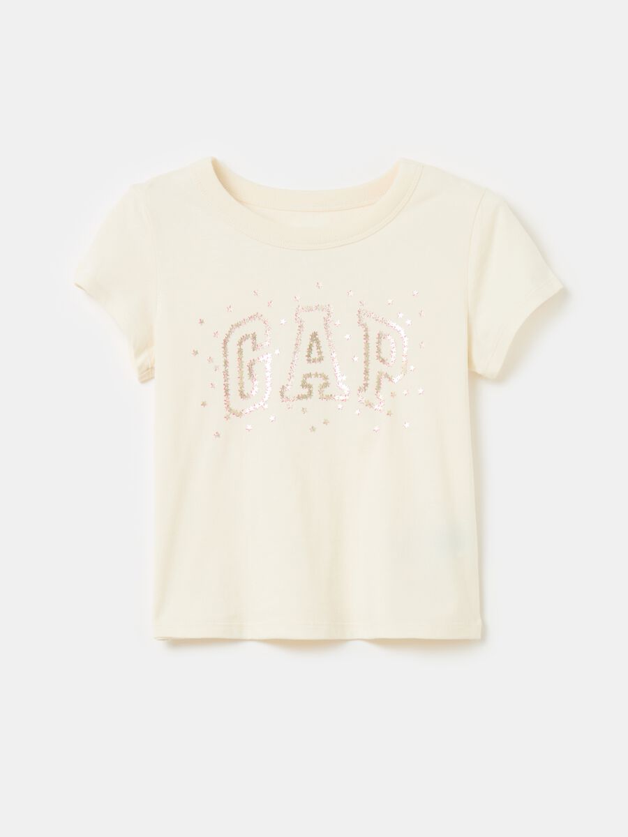 T-shirt stampa logo con stelline Bambina_0