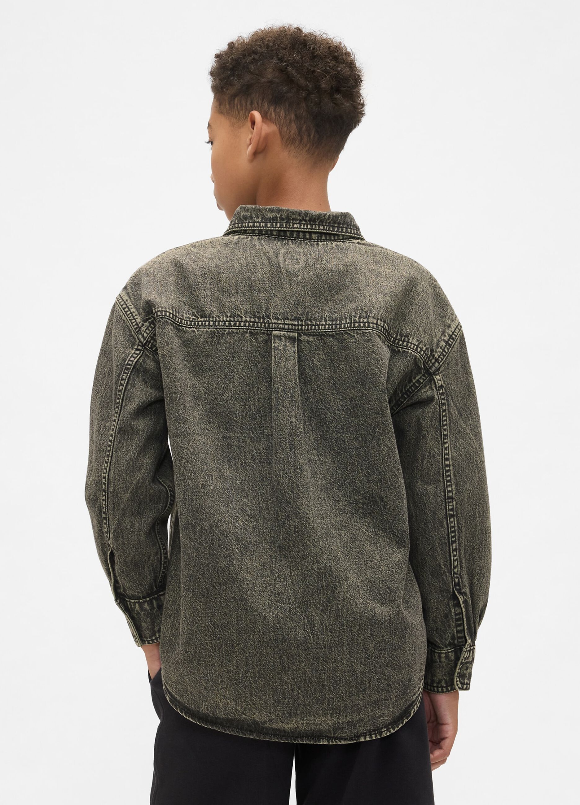 Green Long Sleeve Cotton Shirt_1