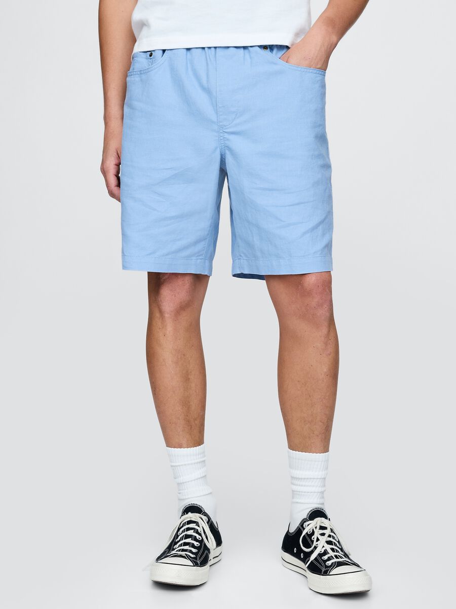 Shorts azzurri in lino e cotone Gap Uomo_1