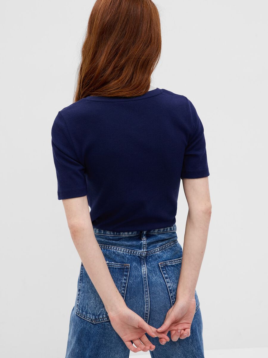 T-shirt girocollo in cotone e viscosa stretch Donna_1