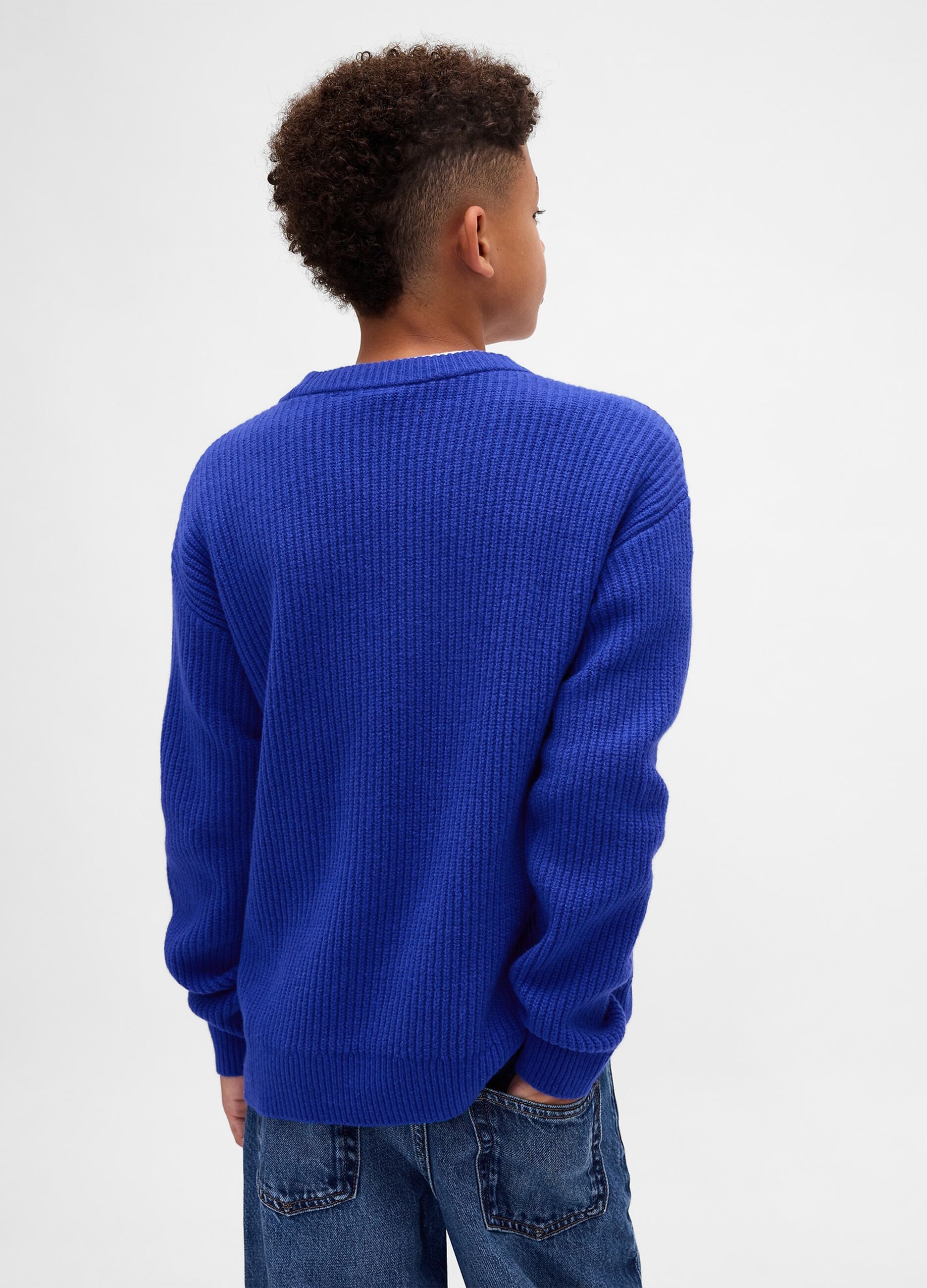 Maglione da bambino in misto cotone blu