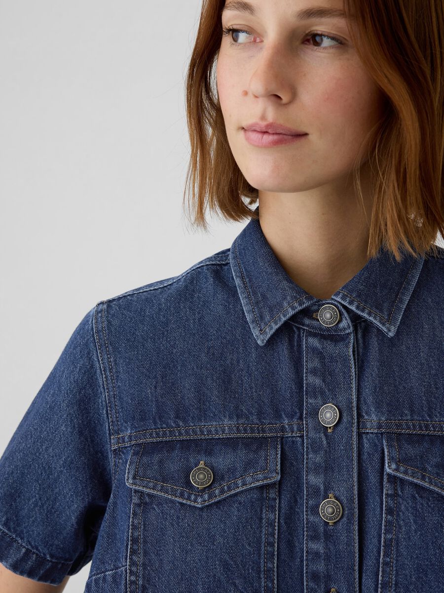 Vestito chemisier in denim con pinces Donna_3
