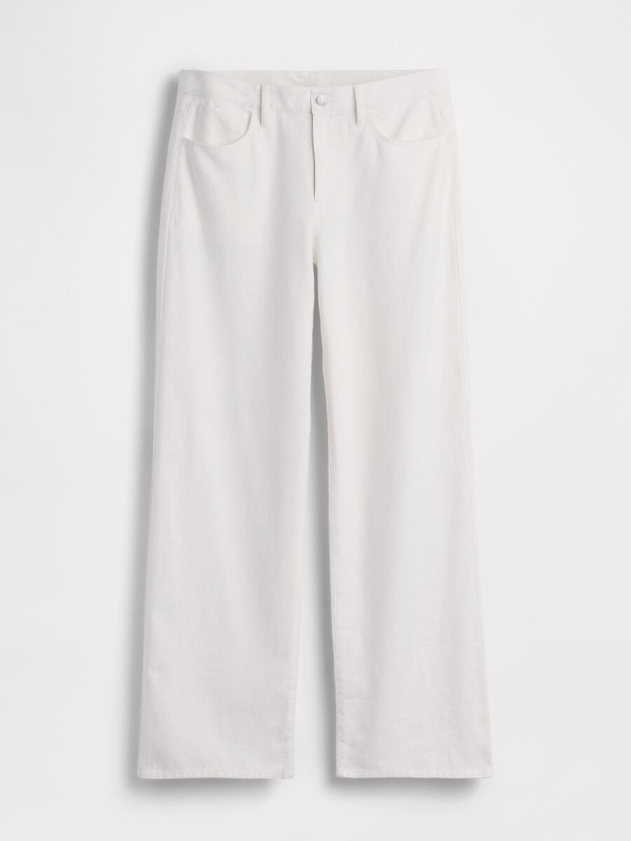 Pantaloni wide leg in misto lino e cotone Donna_3