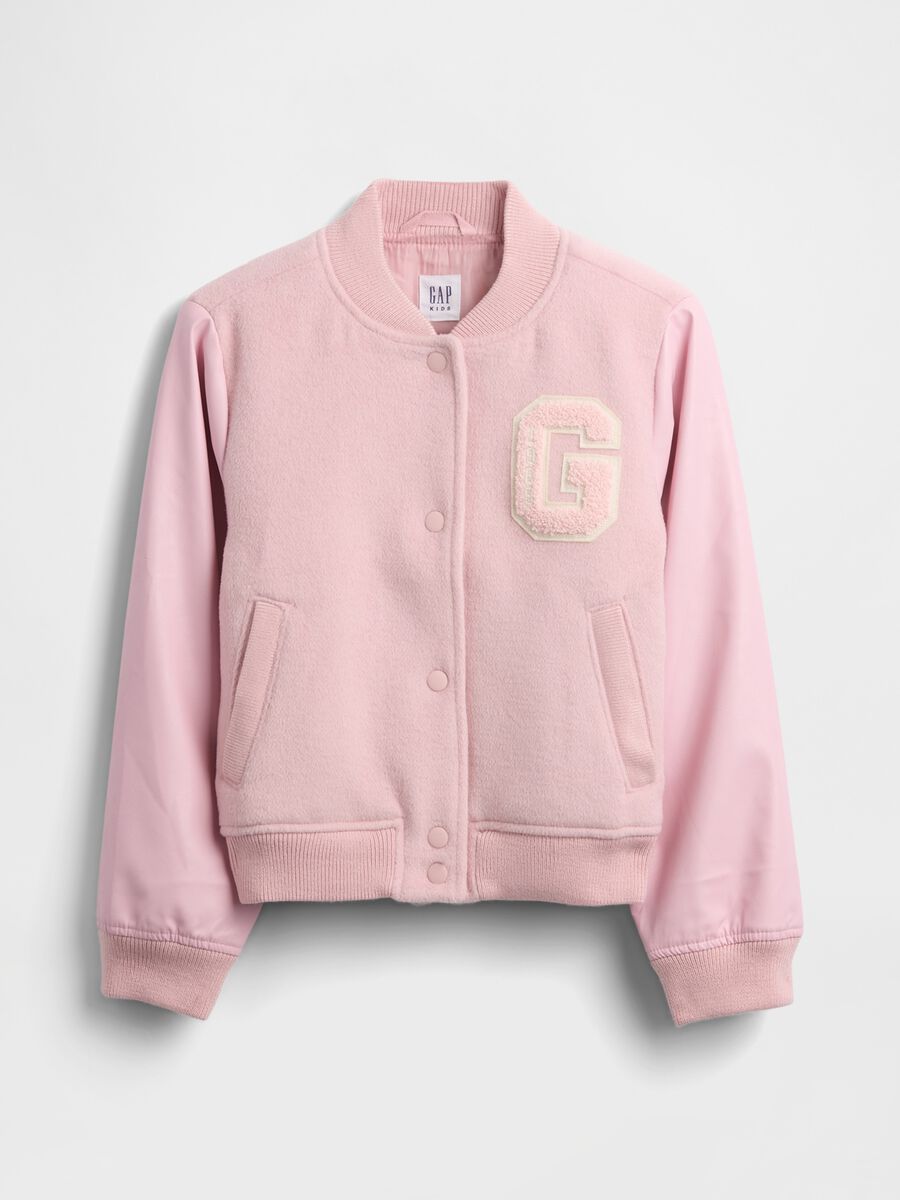 Pink bomber jacket in wool blend and synthetic fibres Girl_3