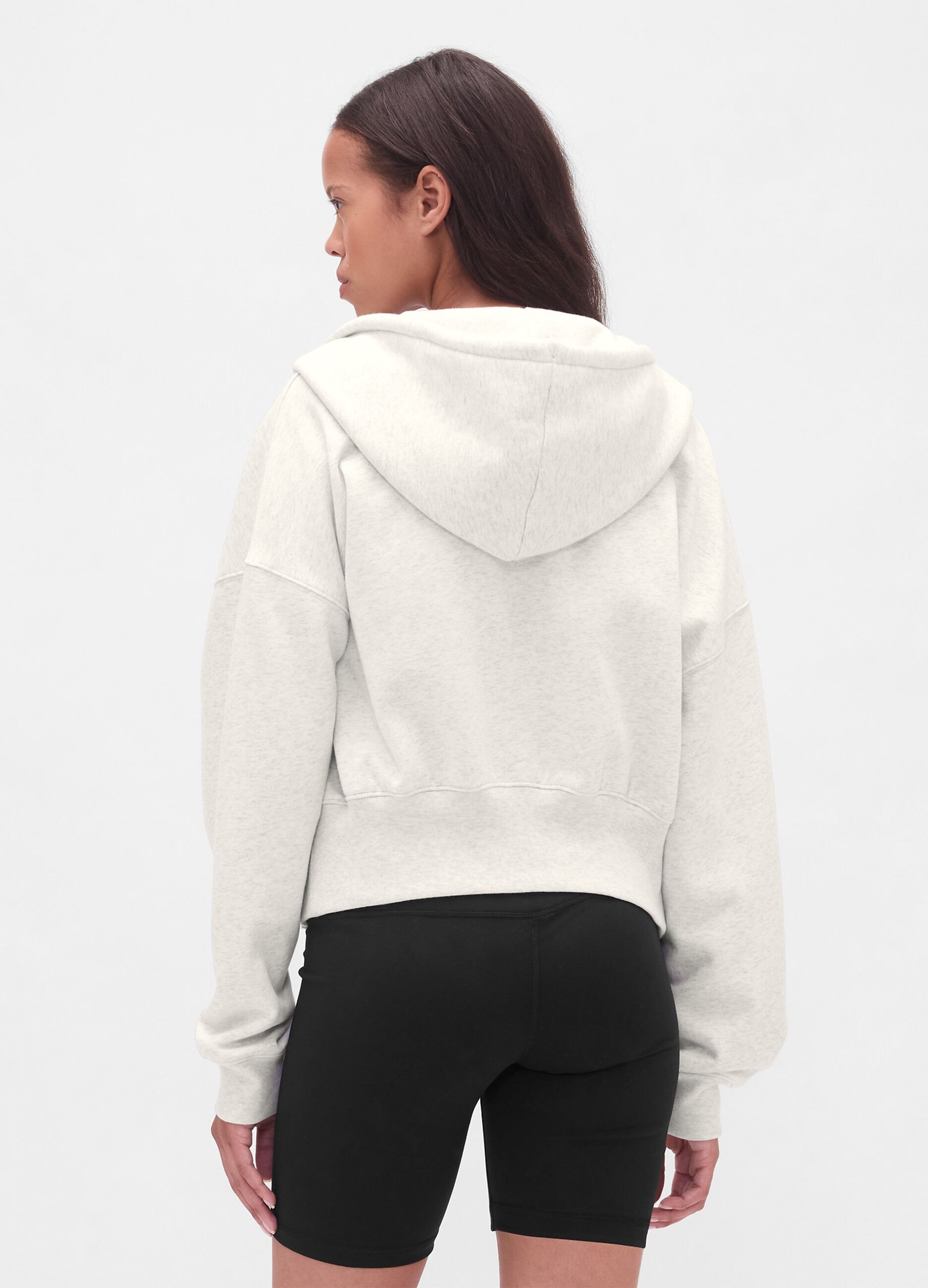 Felpa bianco con cappuccio e zip completa_2