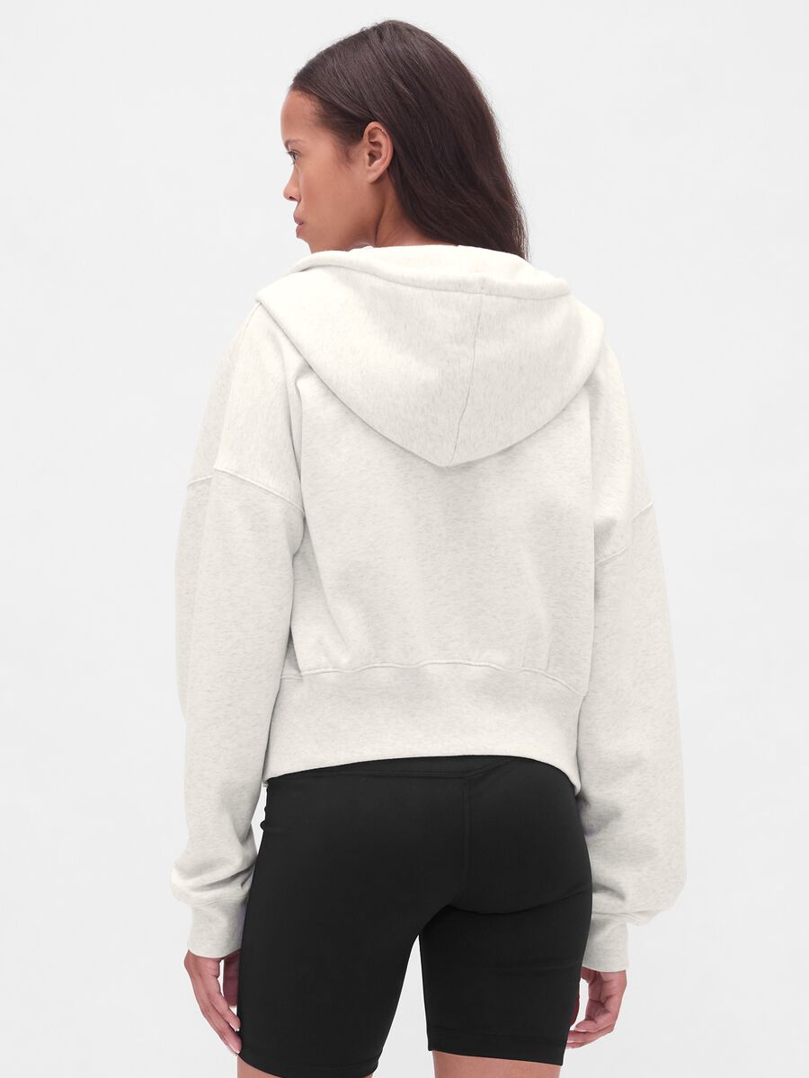 Felpa bianco con cappuccio e zip completa Donna_2
