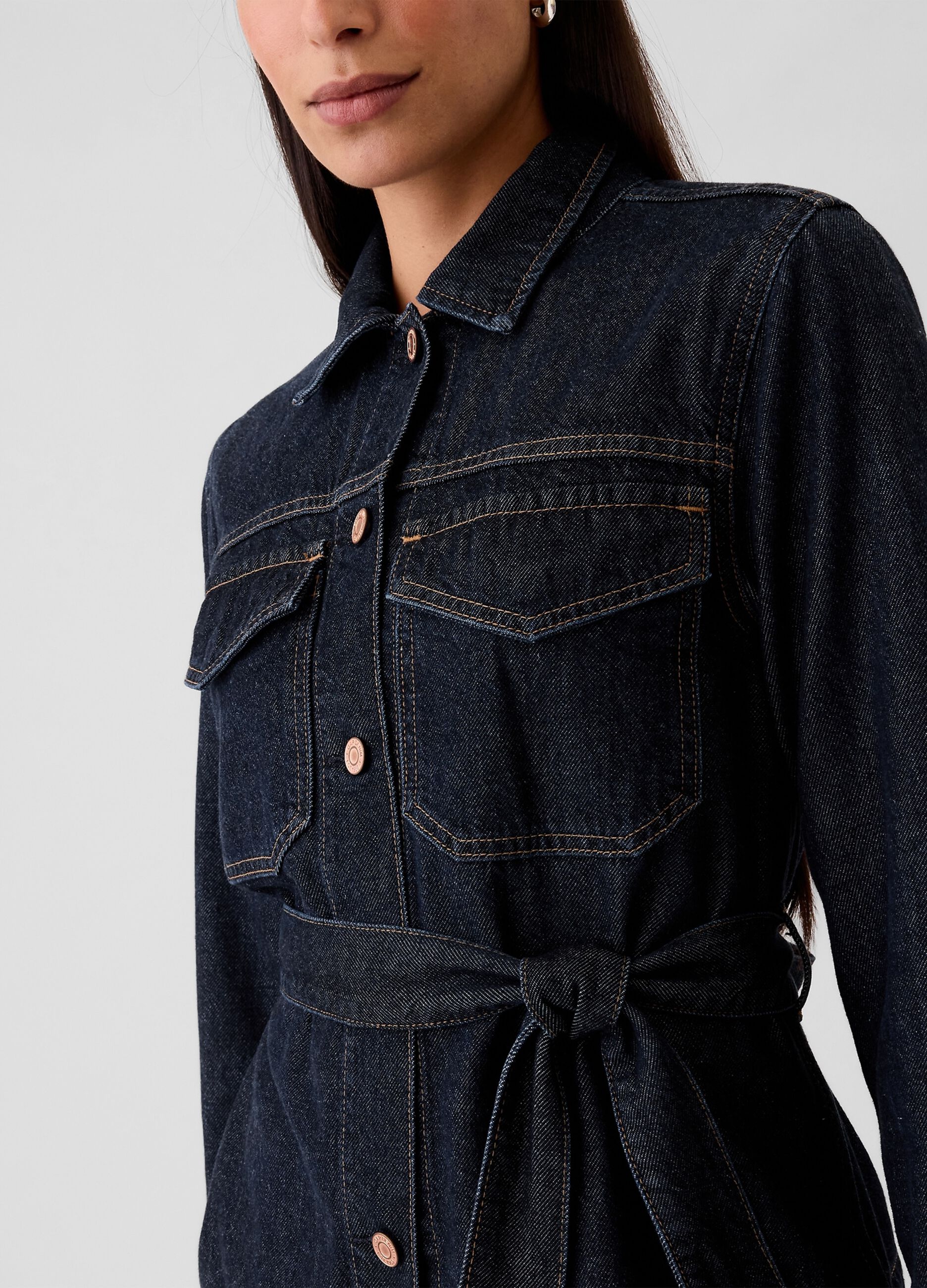Giacca corta in denim con cintura