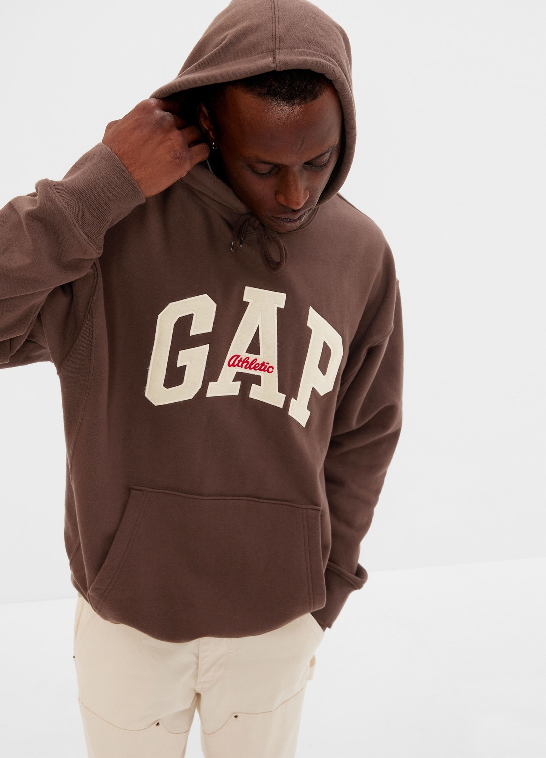 Felpa oversize con cappuccio e logo Marrone GAP Italia