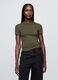 T-shirt verde elasticizzata a maniche corte_0