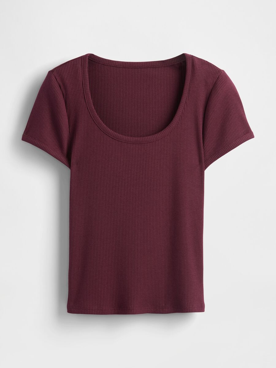 T-shirt viola elasticizzata a maniche corte Donna_3