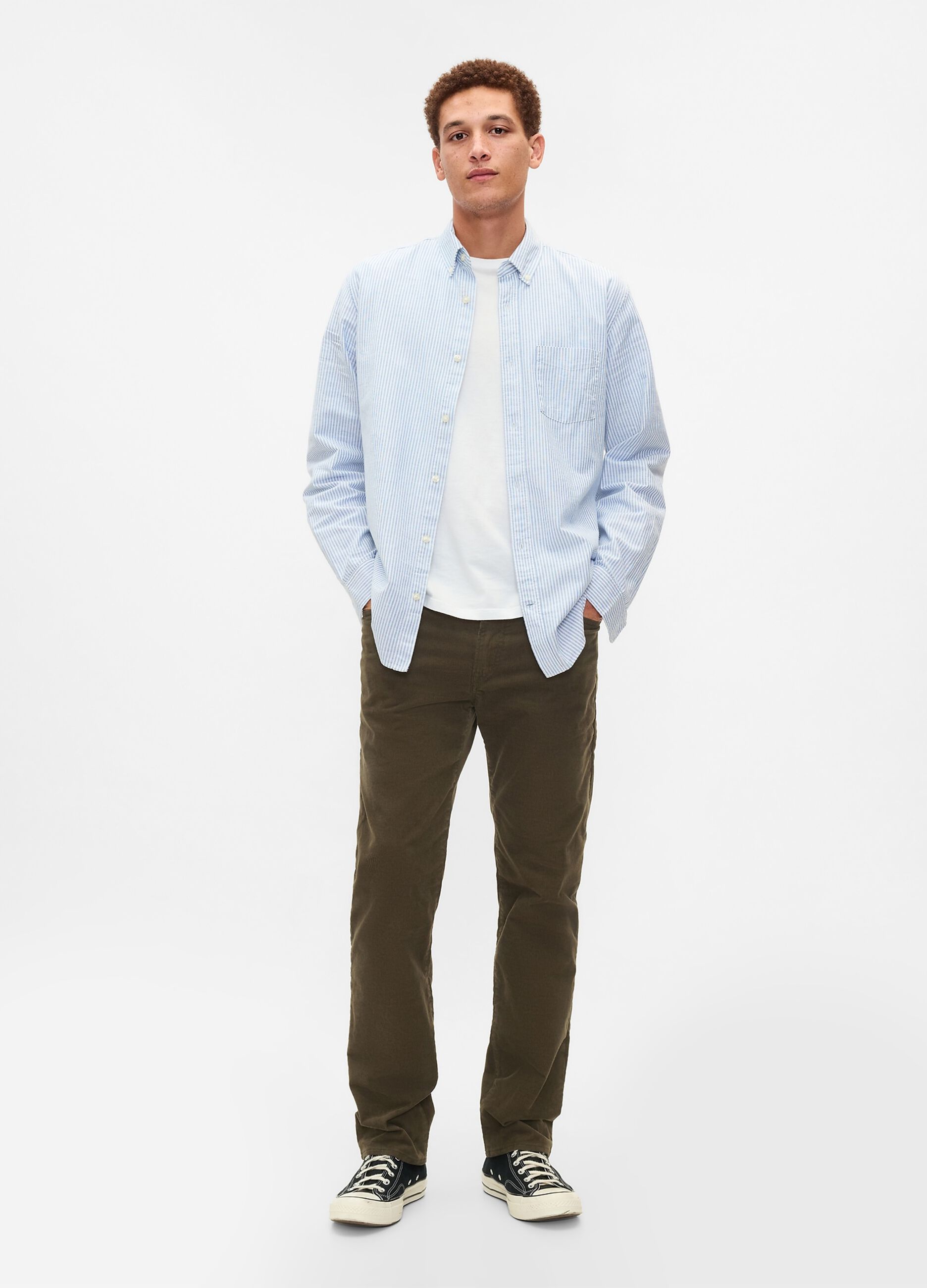 Pantalone straight fit in corduroy stretch