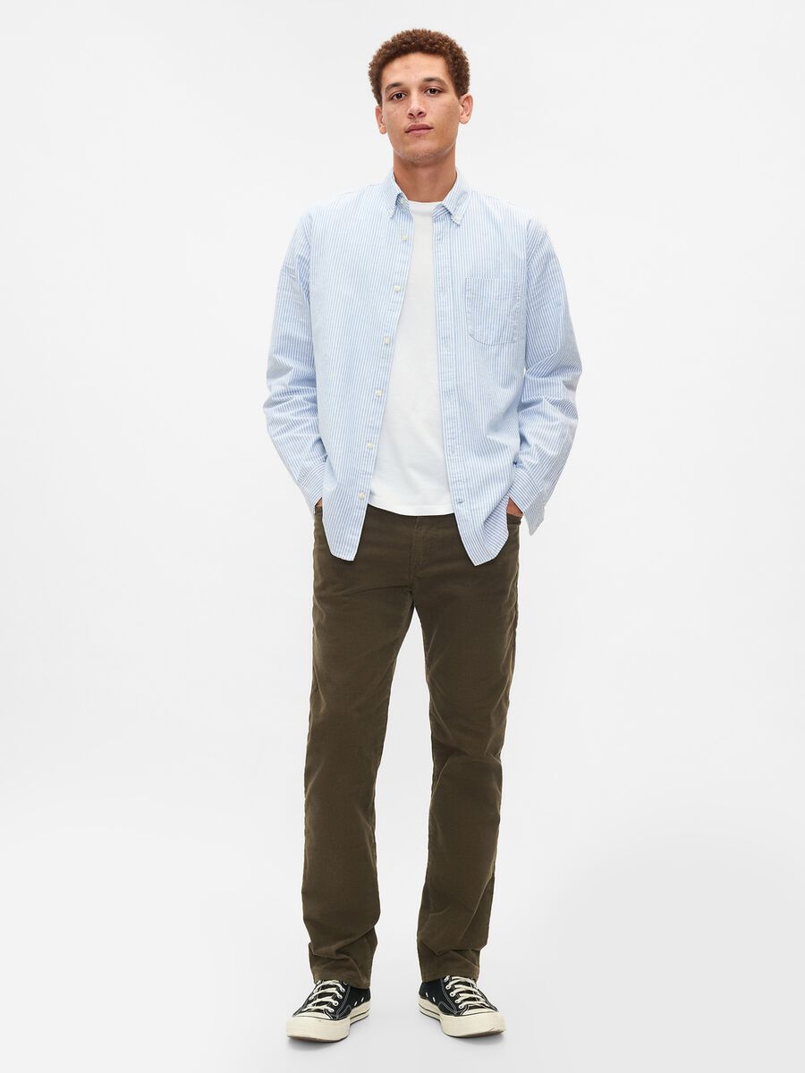 Straight-fit trousers in stretch corduroy Man_0