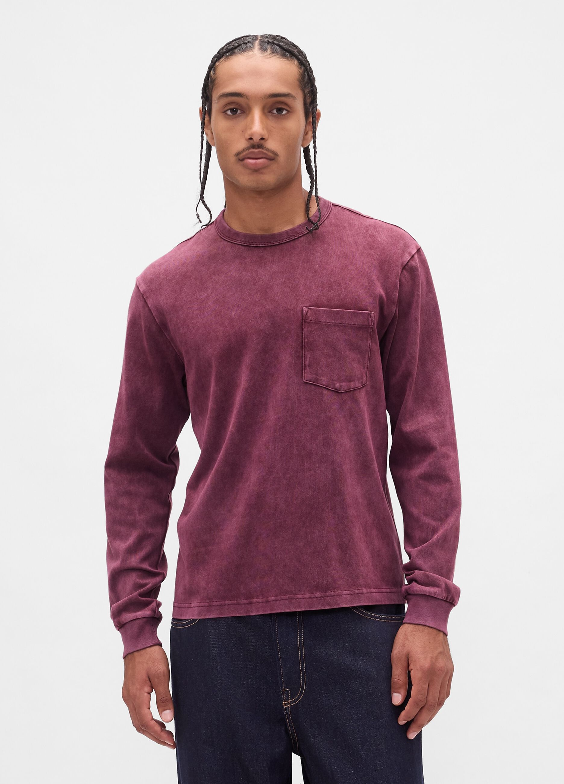 Long sleeve purple cotton top