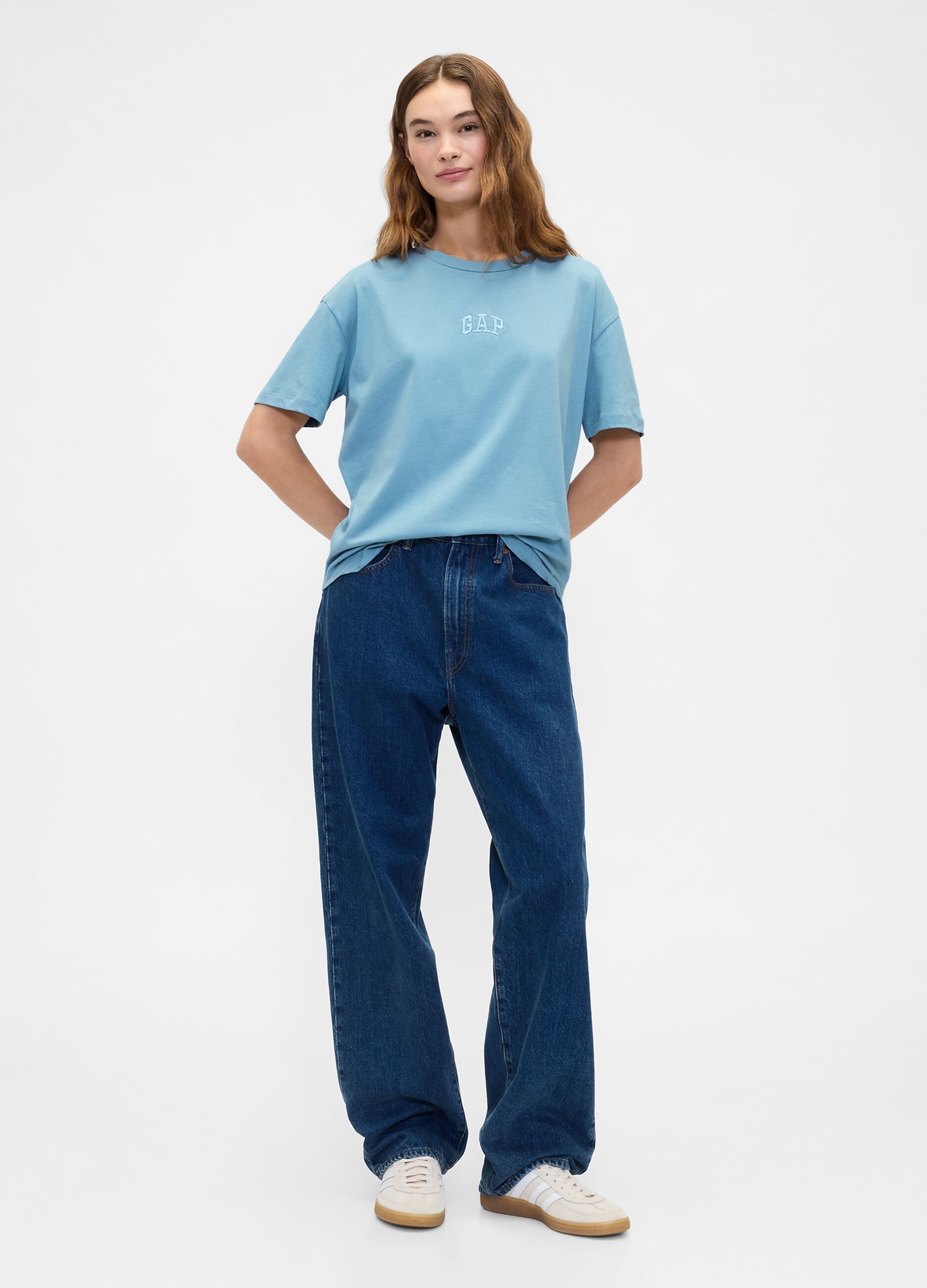 T-shirt azzurra in cotone_2