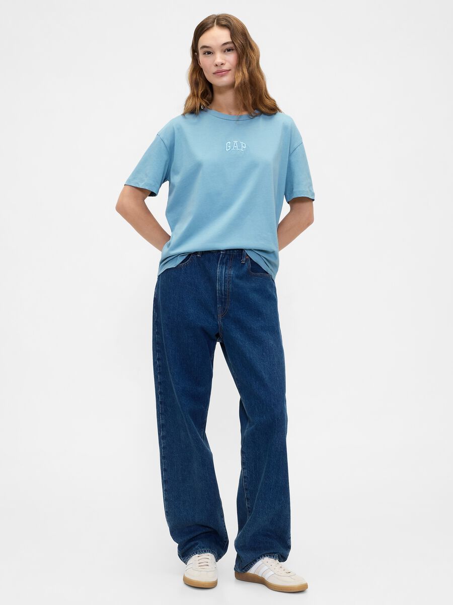 T-shirt azzurra in cotone Donna_2