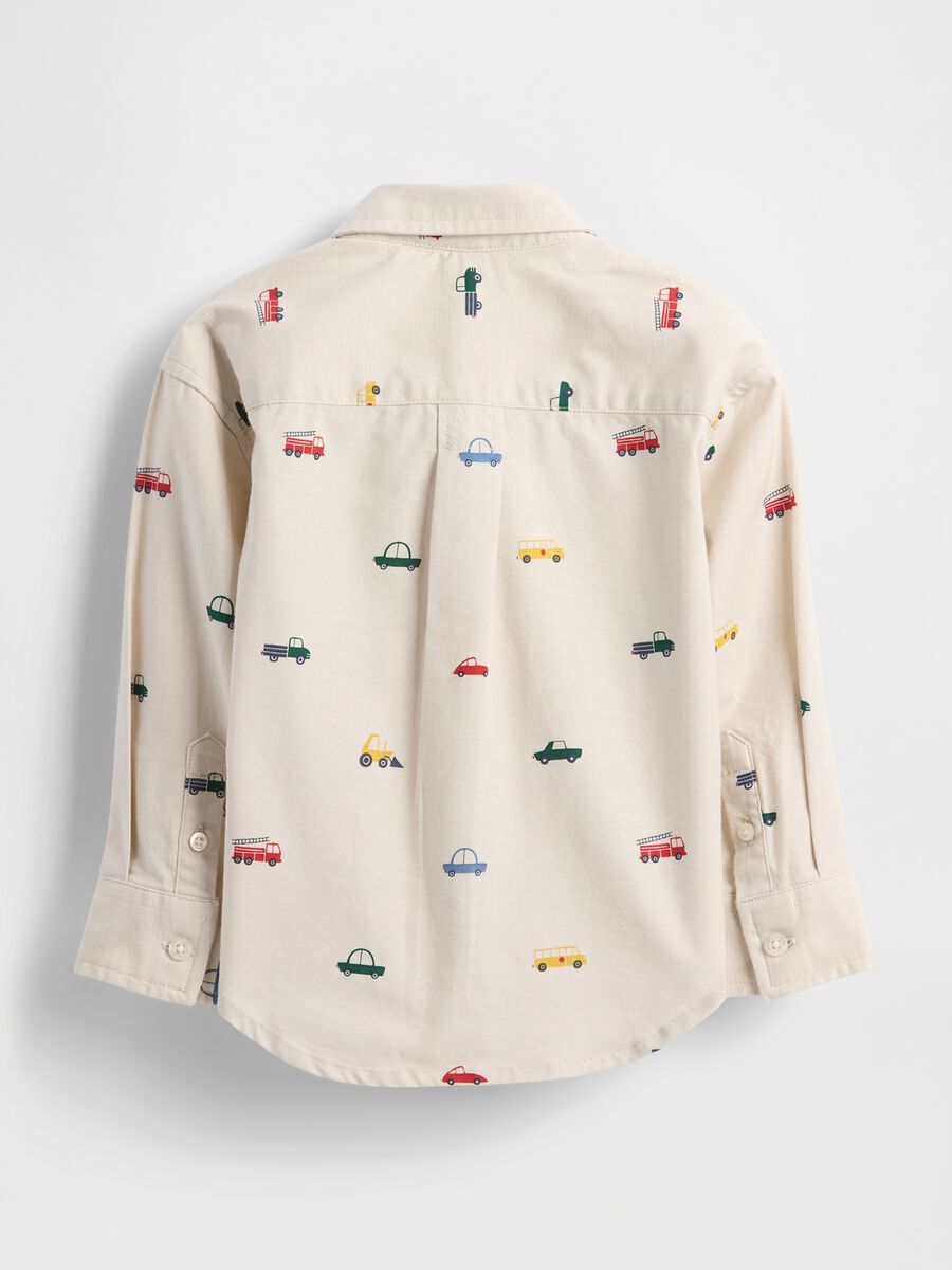 Long-sleeved beige shirt with car patterns Baby Boy_1