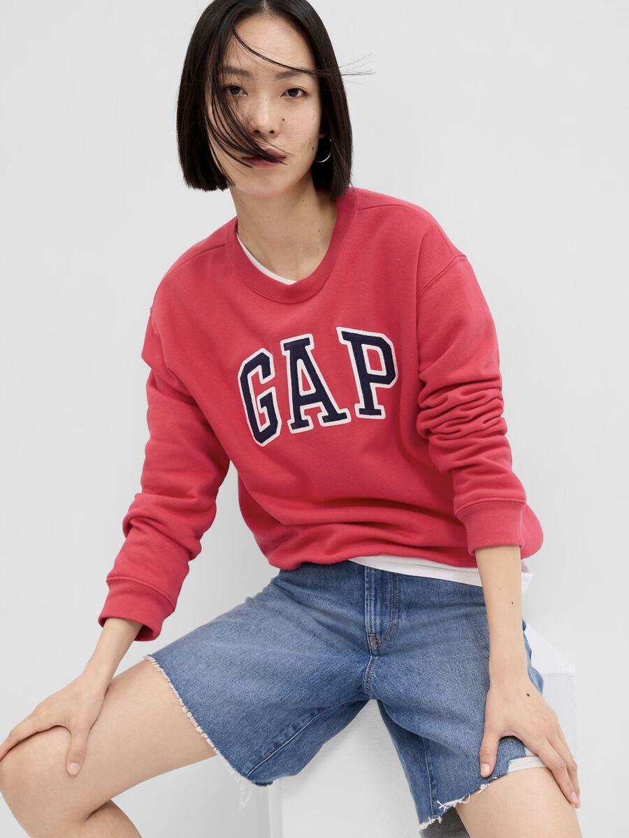 Sweatshirt with round neck and logo embroidery Woman_0