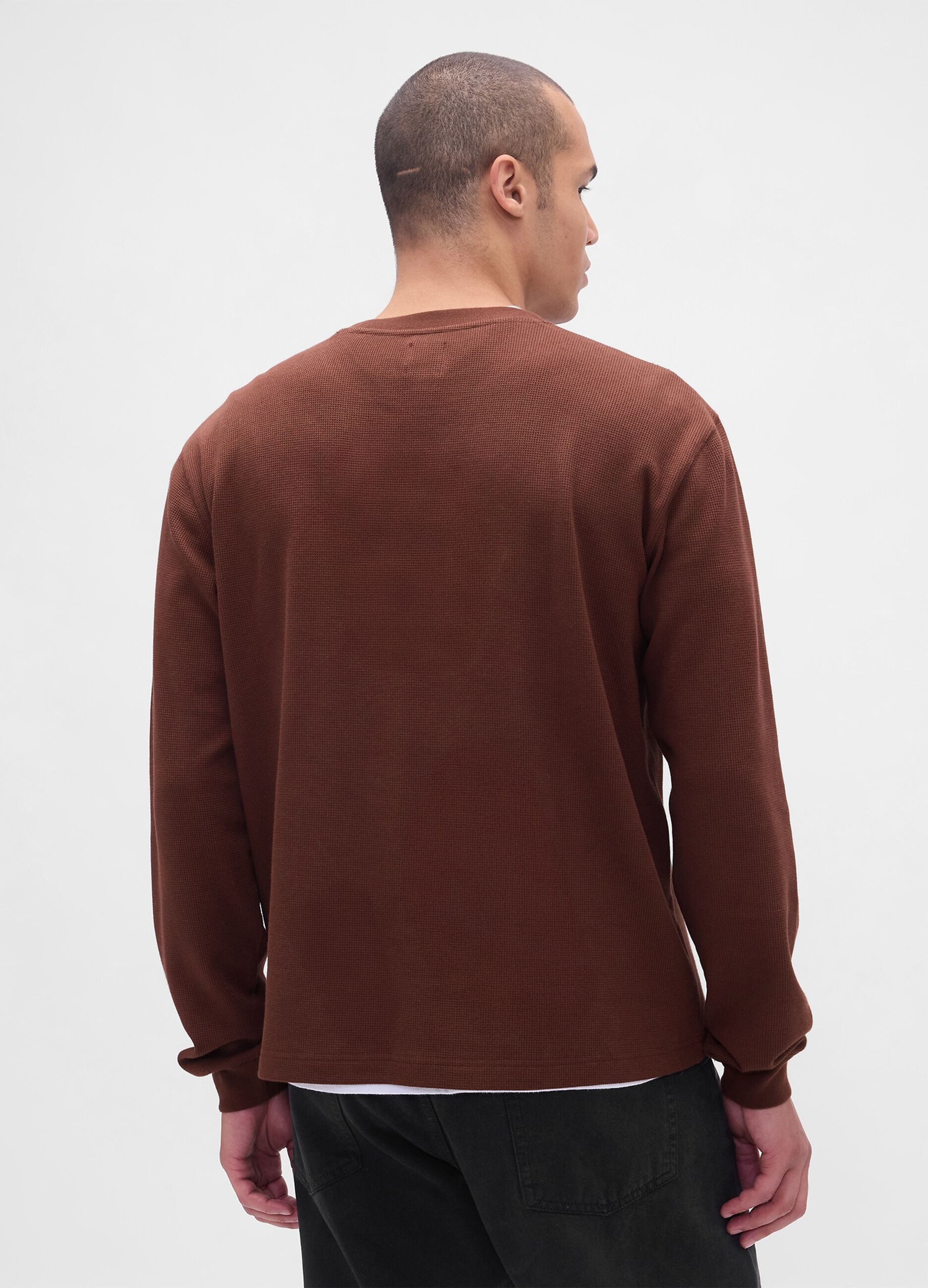 Brown Stretch Long Sleeve Top