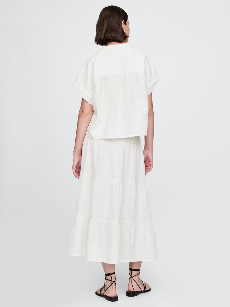 Completo bianco con top e gonna lunga a balze Donna_2