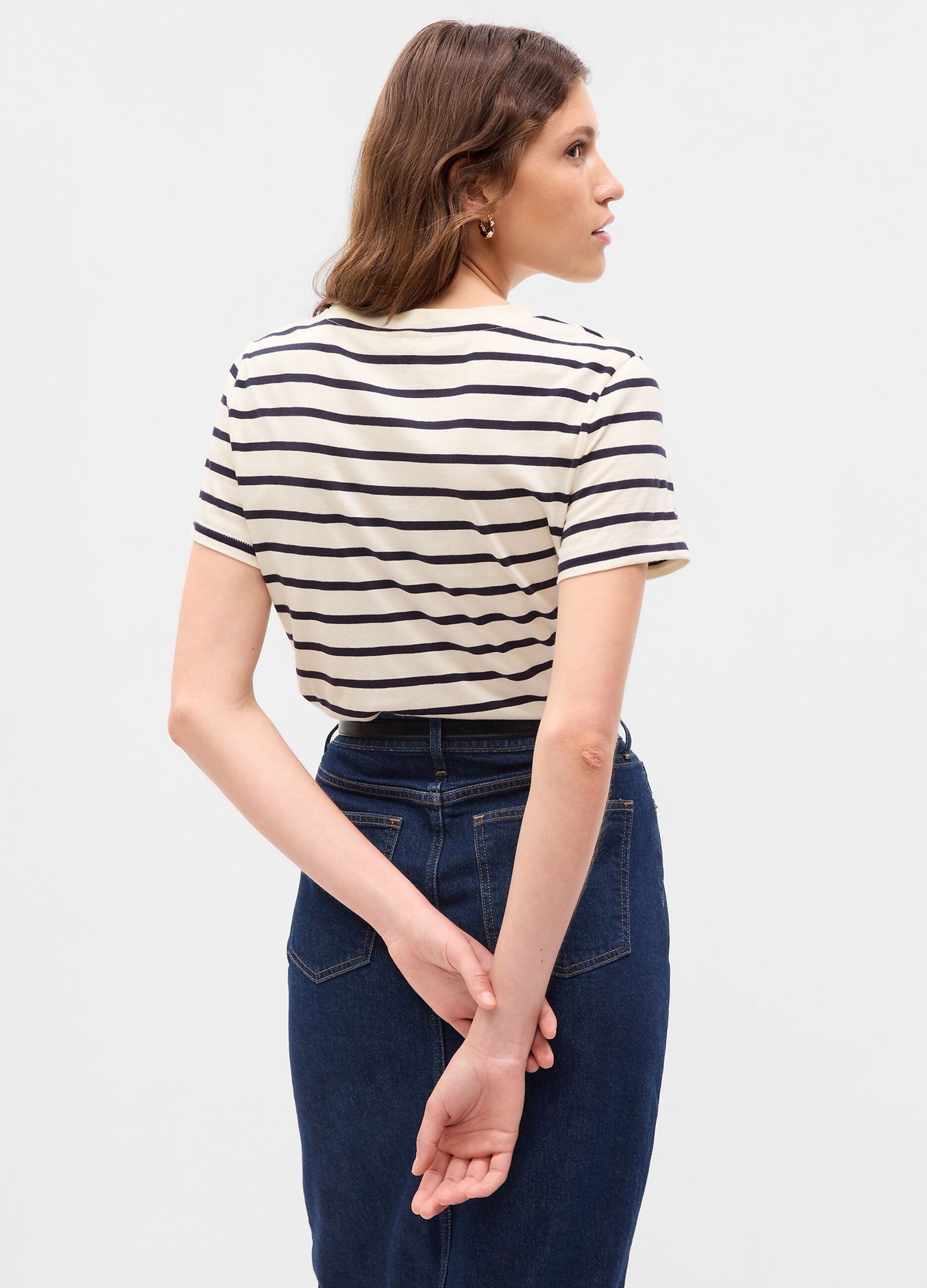 T-shirt girocollo in cotone_1