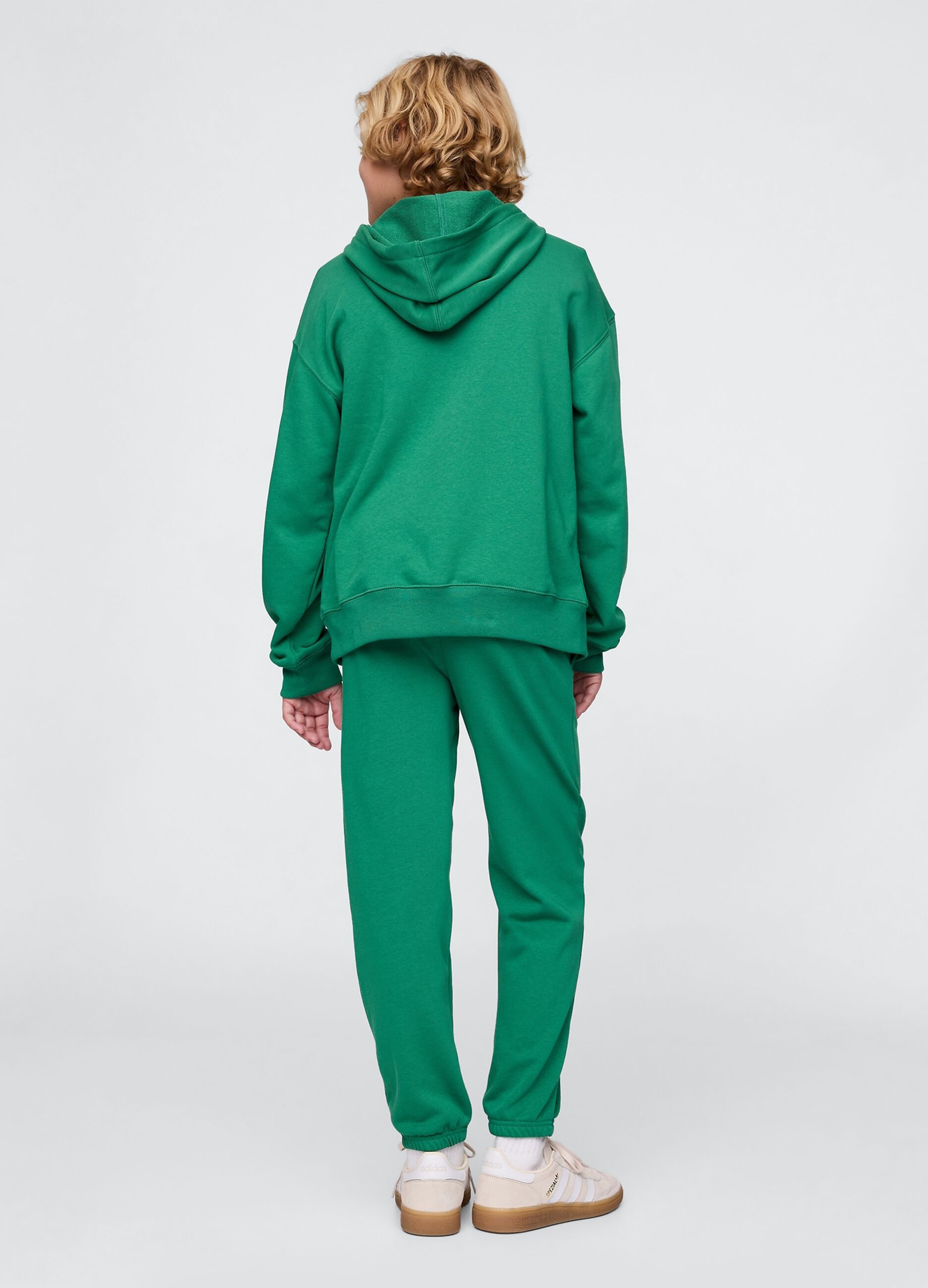 Pantaloni jogger verdi da bambino in cotone misto_2