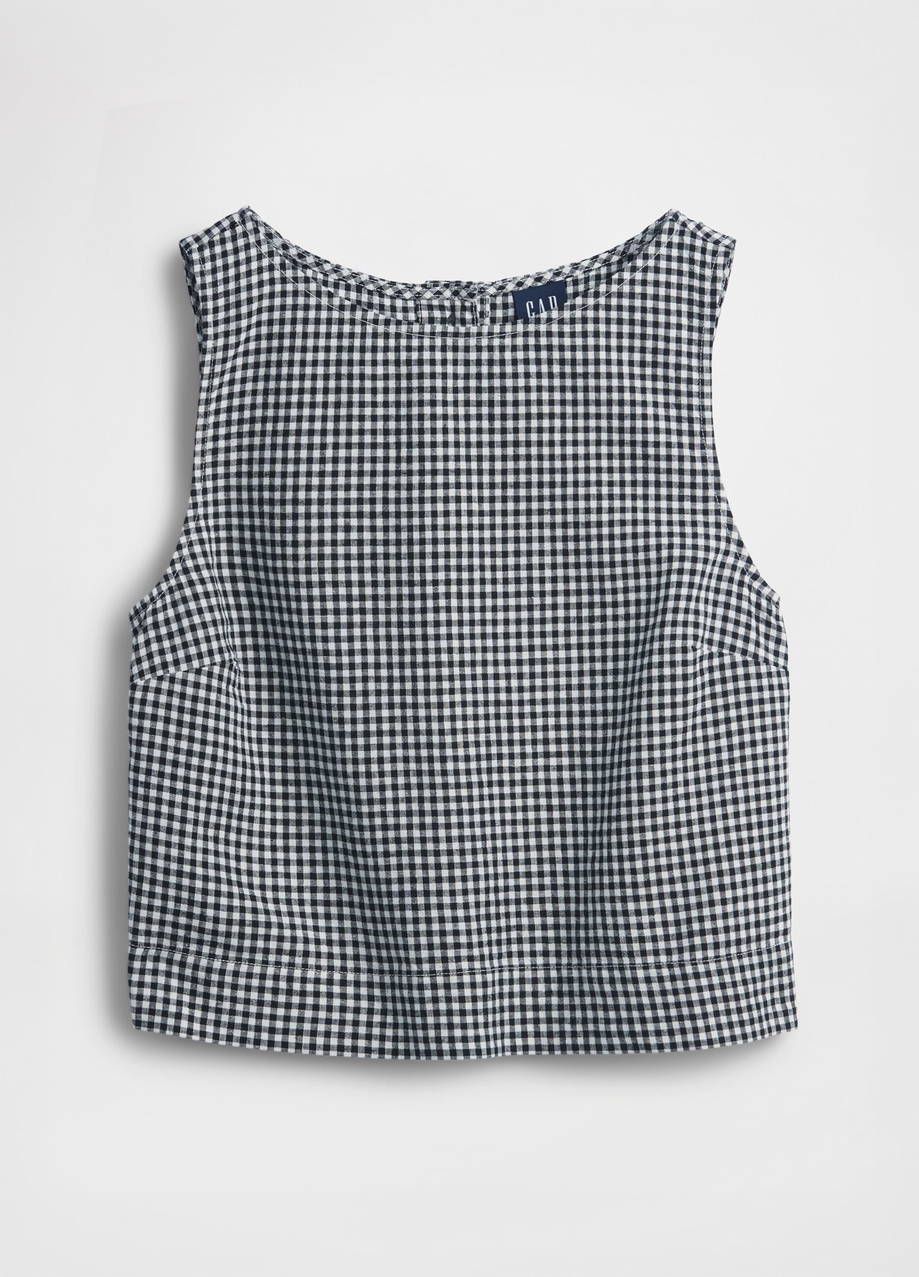 Top in misto lino a quadretti