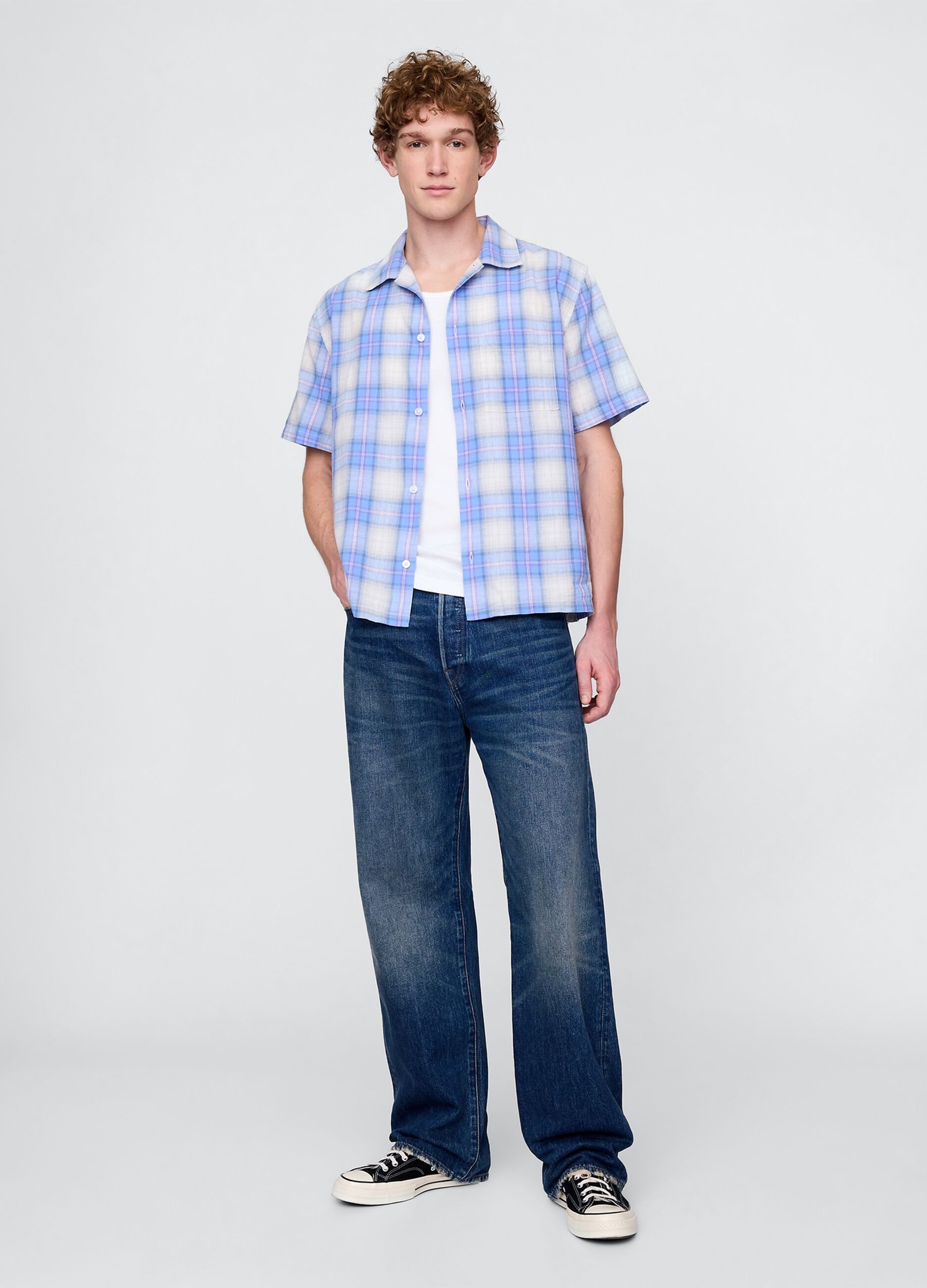 Camicia a quadri azzurra GAP_1