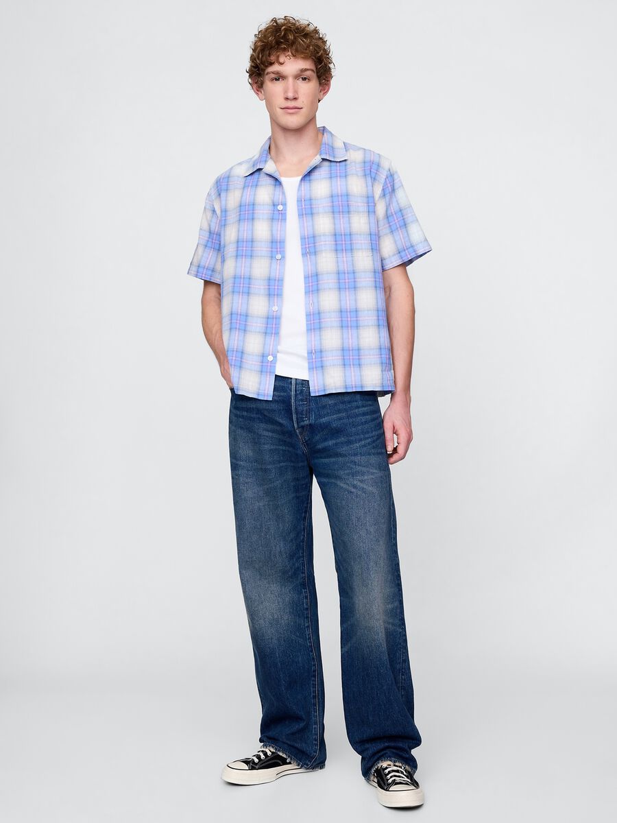 Camicia a quadri azzurra GAP Man_1
