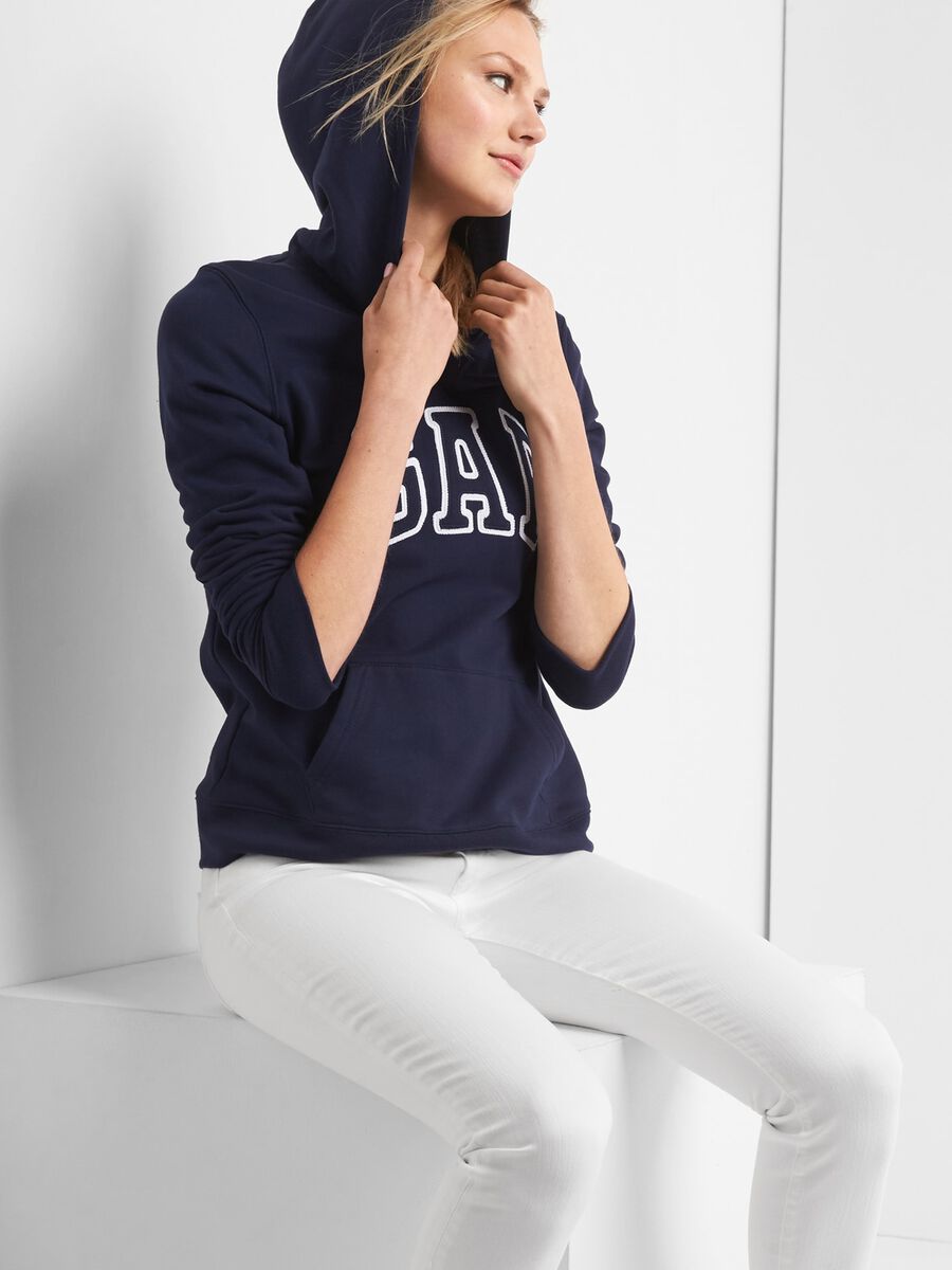 Felpa con cappuccio e ricamo logo Donna_0